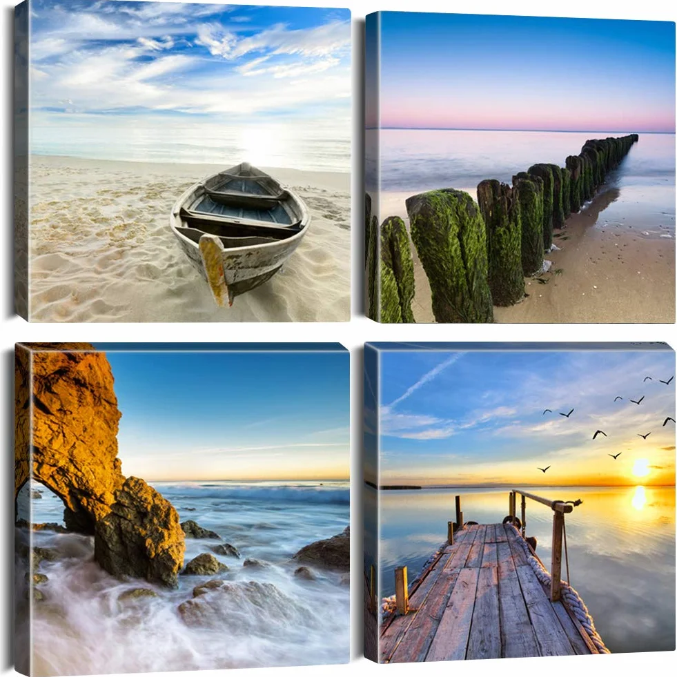 Artscope Impression sur Toile Bord de Mer Coloré Décoration Murale 30x30CM