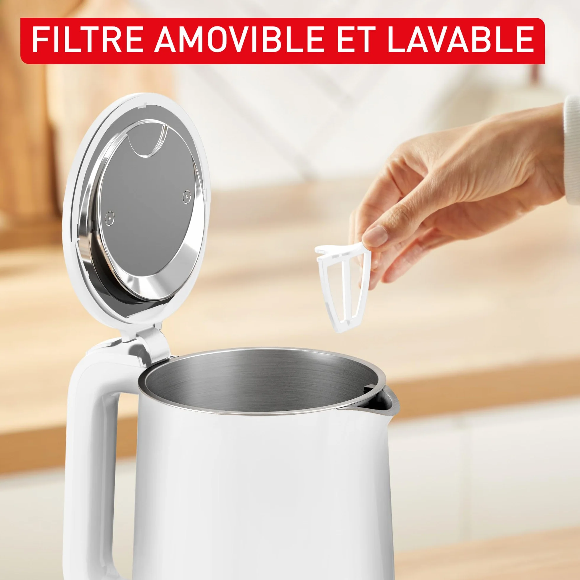 Tefal Thermo Protect Bouilloire électrique 1500 W Blanc Filtre anticalcaire amovible KO1411E0