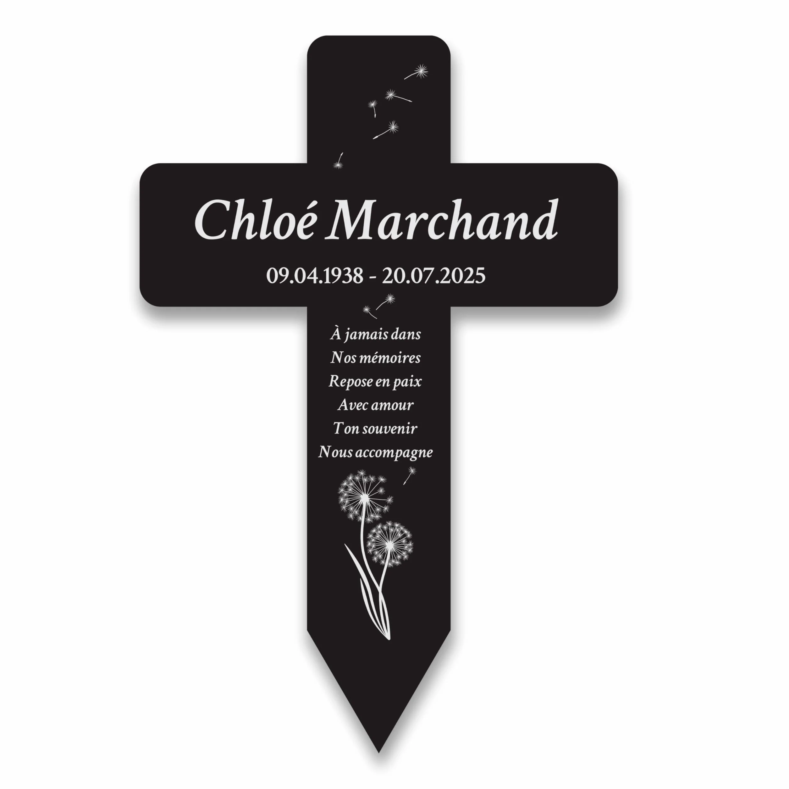 LAUBLUST Croix funéraire personnalisée en acrylique avec texte gravé – Décoration de tombe 2 tailles