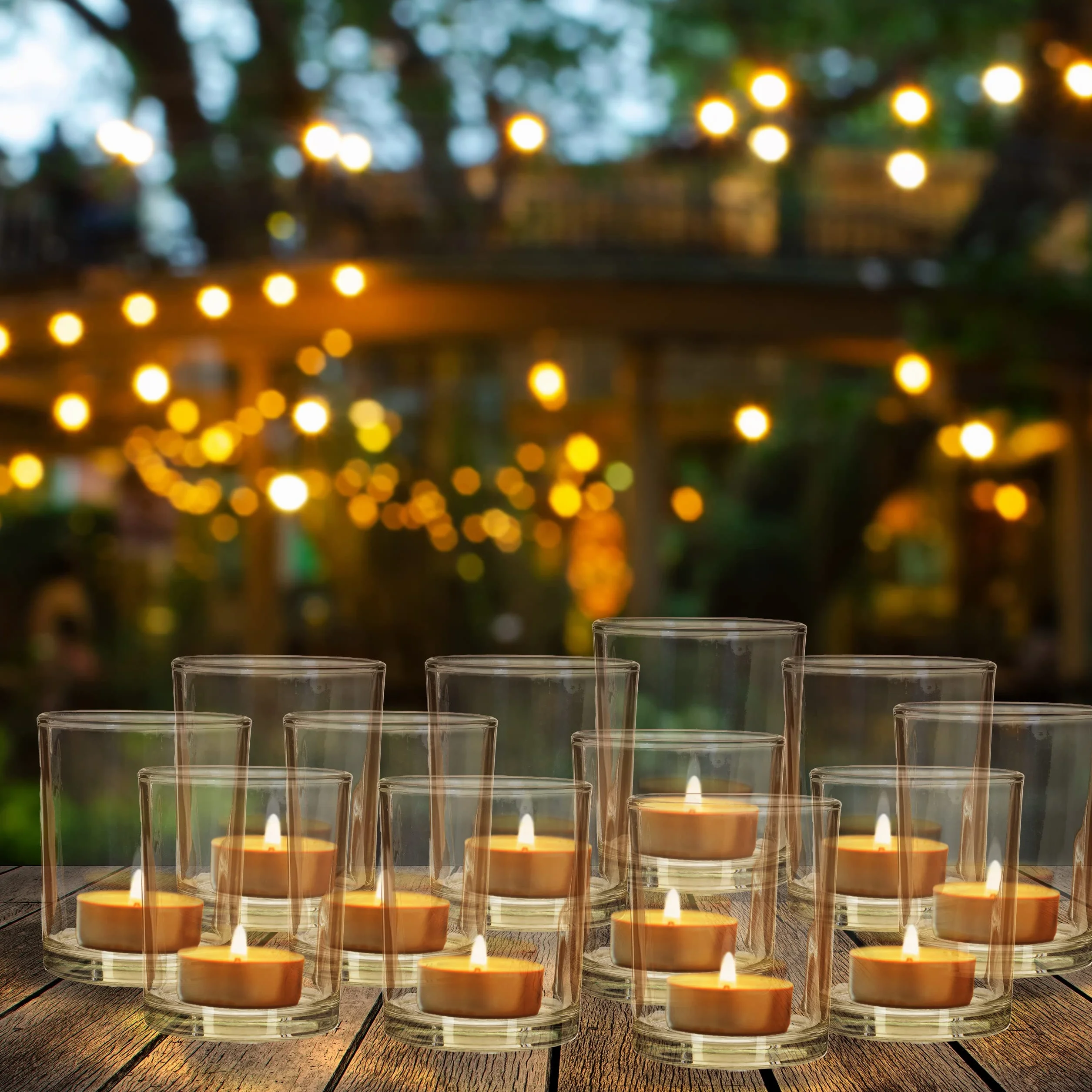 Relaxdays Lot de 12 Photophores en Verre pour Bougies Chauffe-Plat, H x D : 8,5 x 7 cm, Transparent
