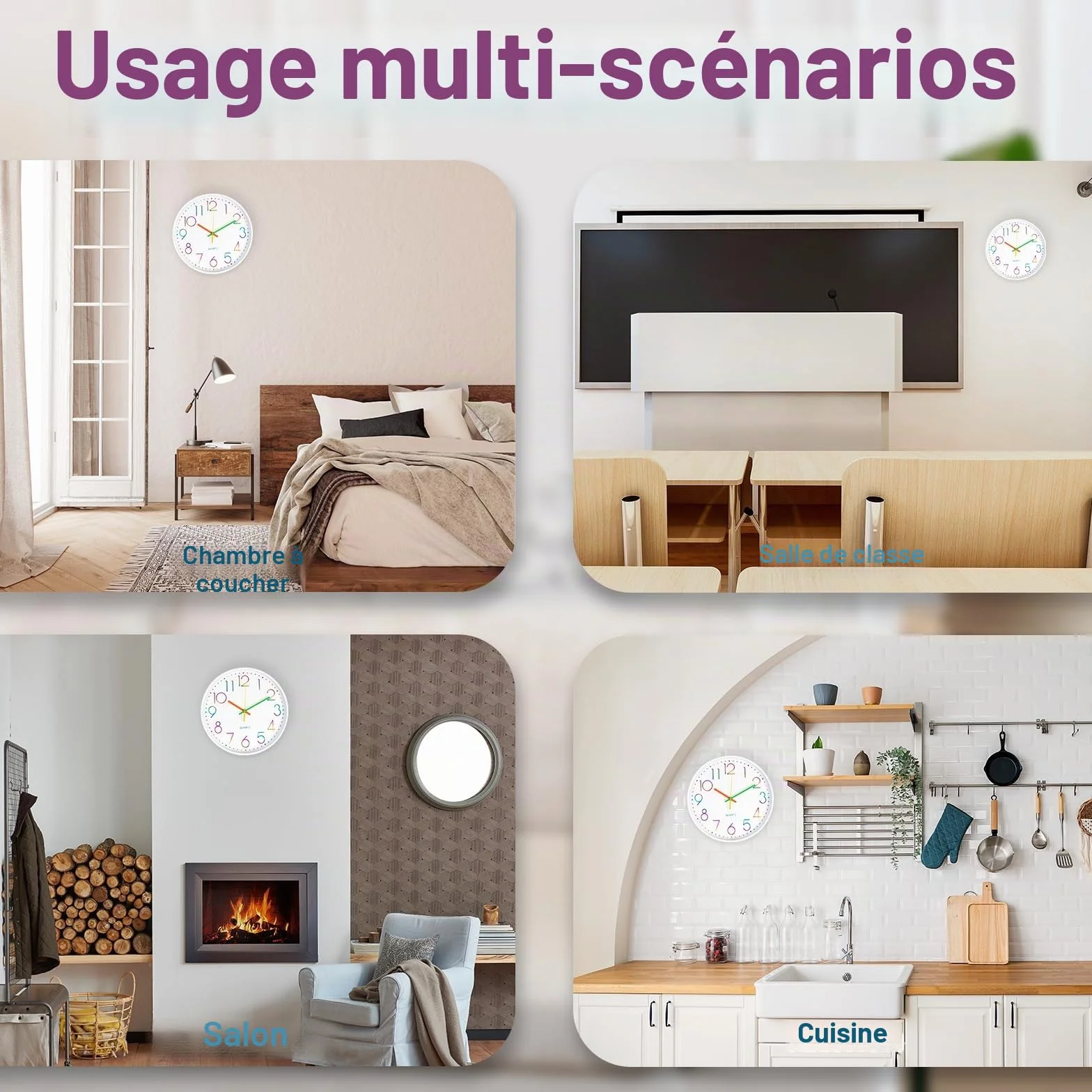 CIMOYBAI Horloge Murale 30cm Silencieuse Chiffres 3D Moderne Bureau Salon Cuisine (Blanco-E)