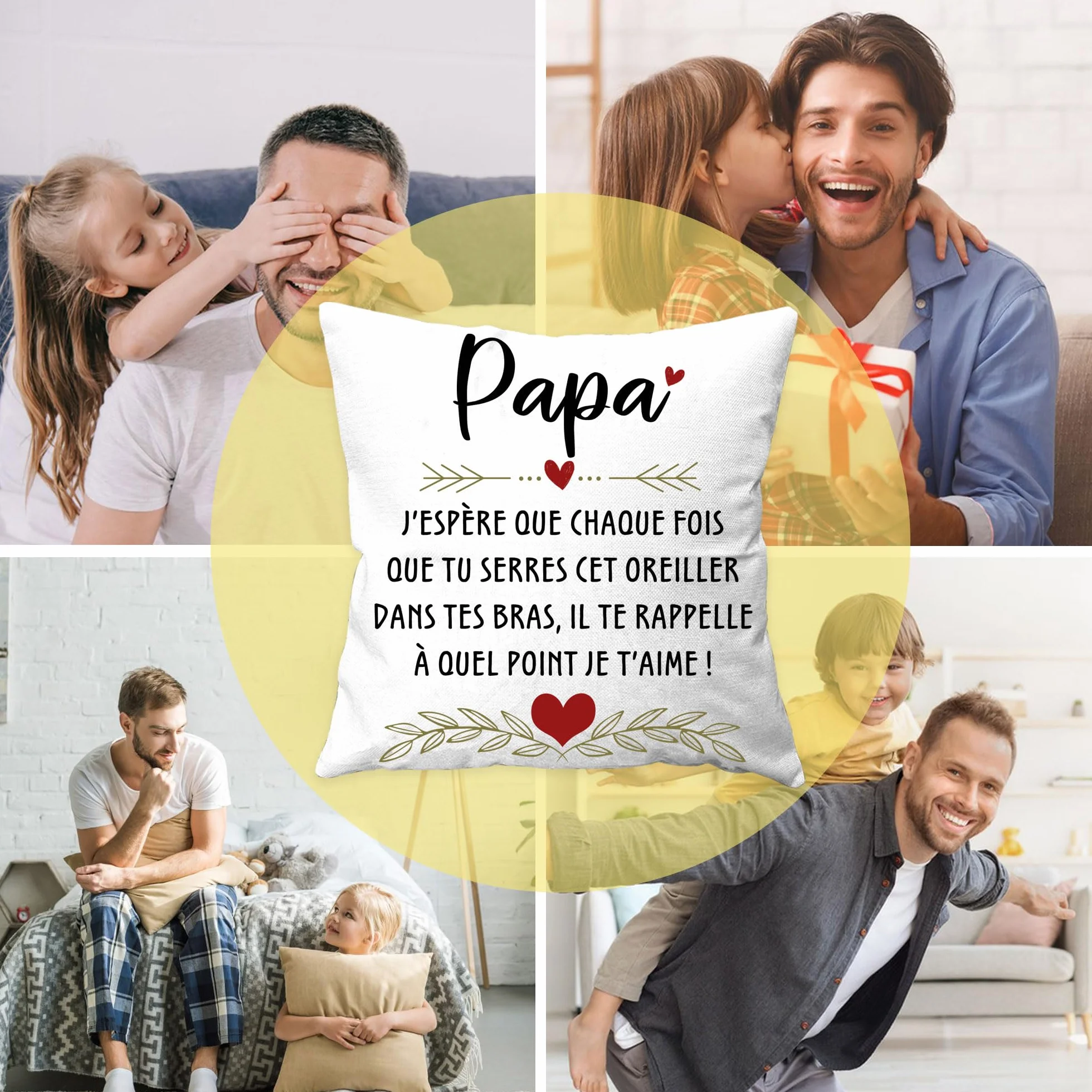 Housse coussin pour papa Cadeau fête des pères Anniversaire Noël