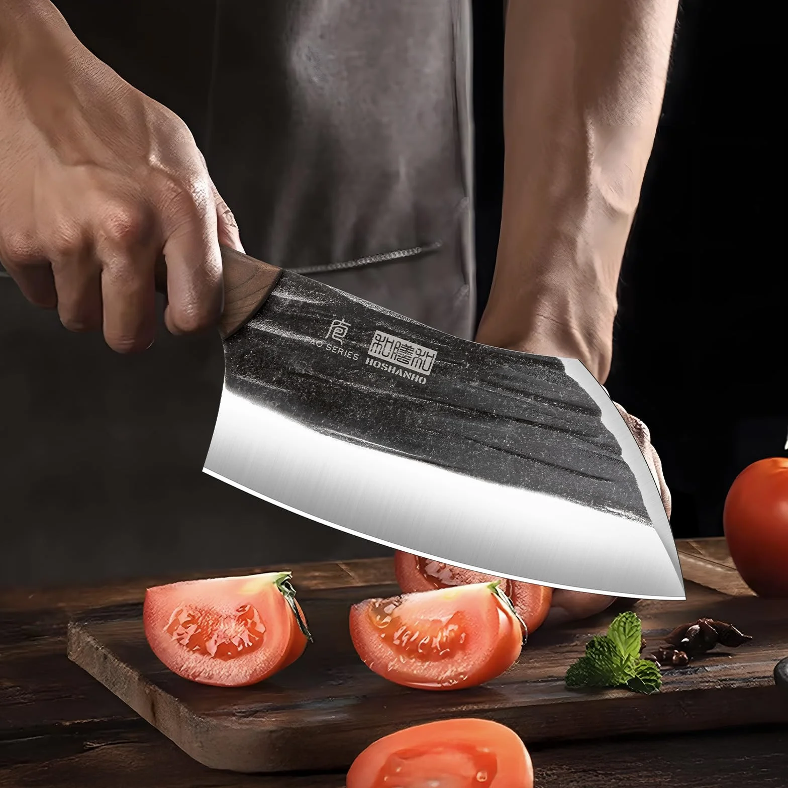 HOSHANHO Hachoir de 15,2 cm forgé à la main - Couteau de boucher pour viande, cuisine et camping