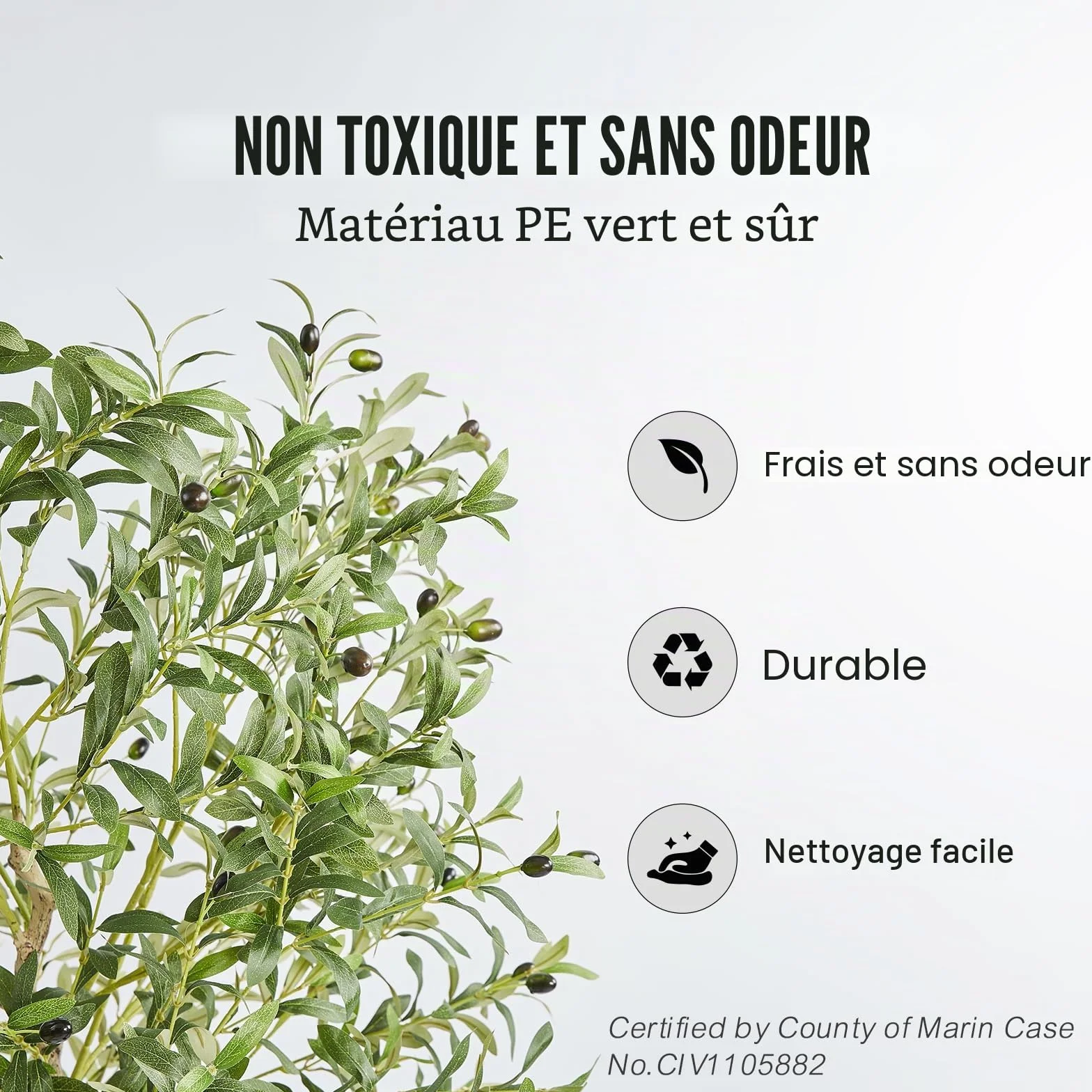 VEVOR Faux Arbre 155 cm Vert Plante Artificielle PE Haut Olivier avec Pot 150x125 mm
