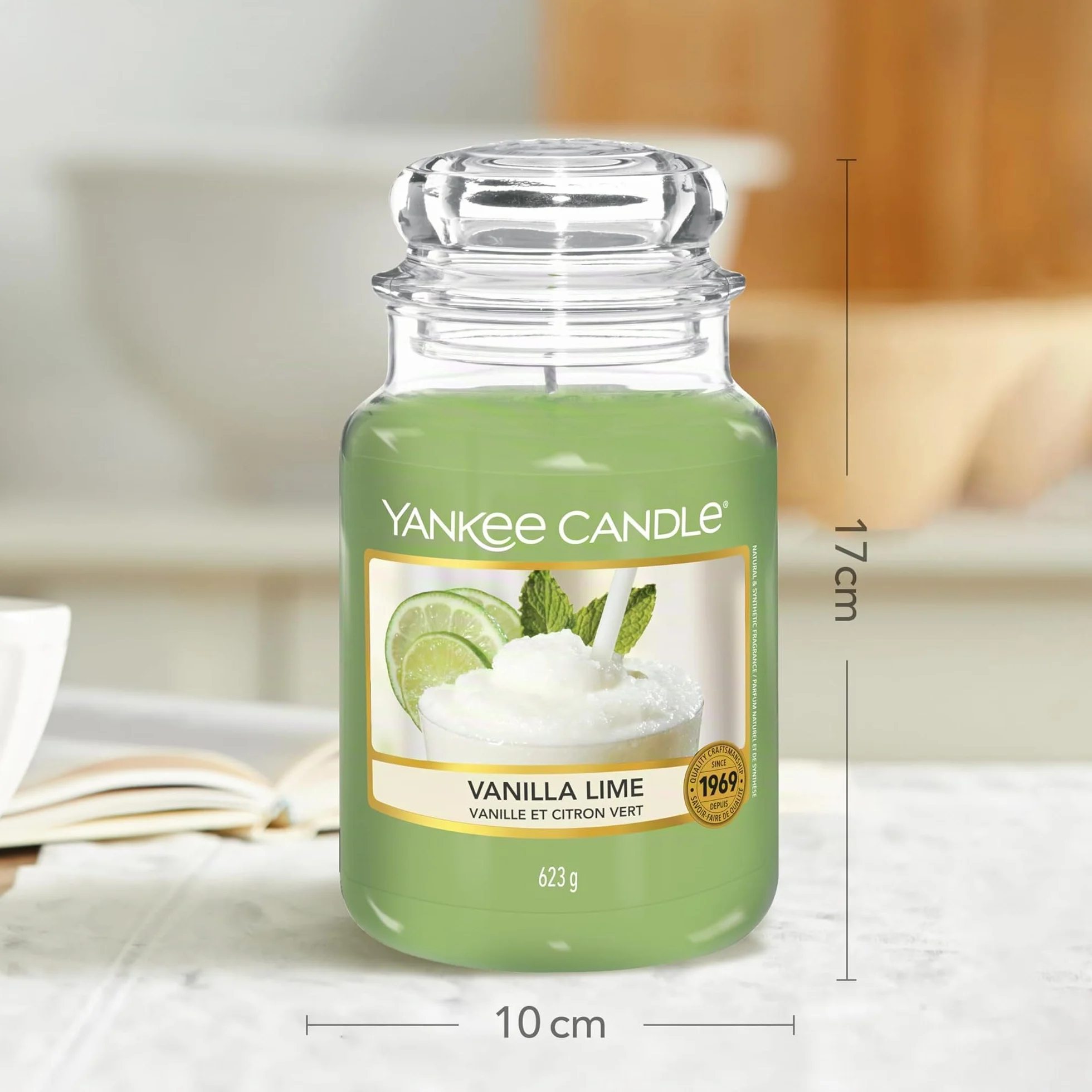 Yankee Candle bougie jarre parfumée grande taille Vanille et citron vert 150 heures combustion
