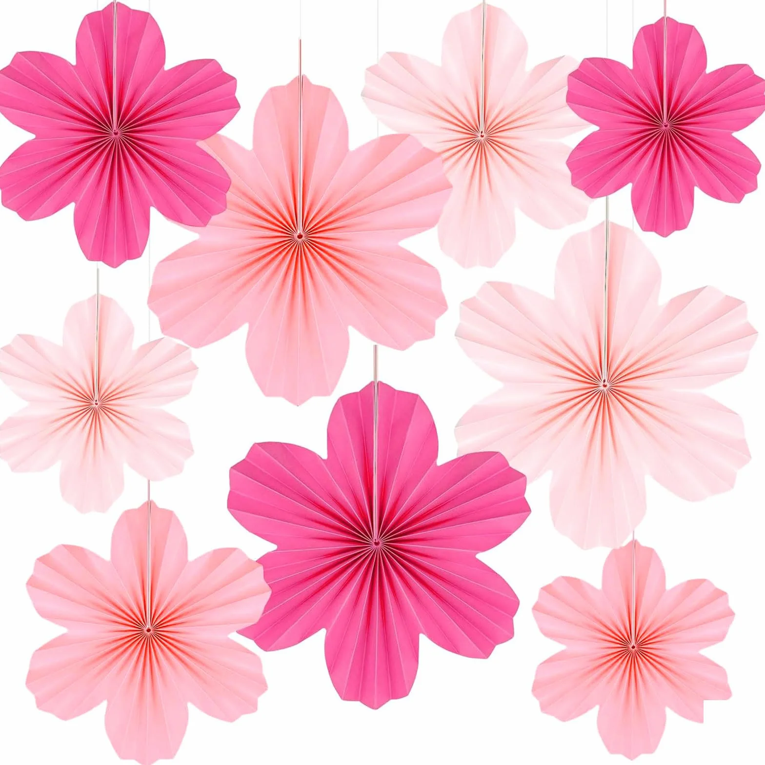 Lot de 9 pendentifs en forme d'éventail de fleurs, décoration d'anniversaire enfants carnaval