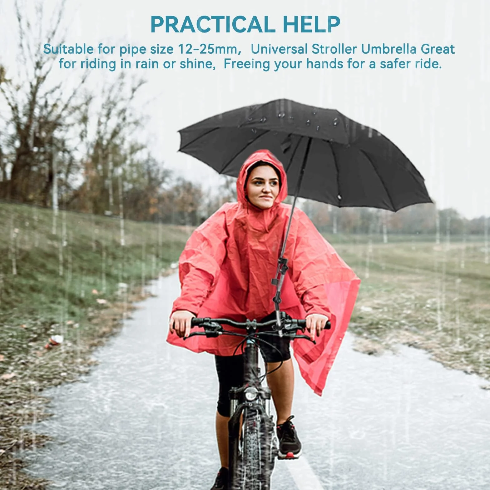 Agatige Parapluie Poussette avec Clip 360° pour Fauteuil Roulant, Vélo, Chaise