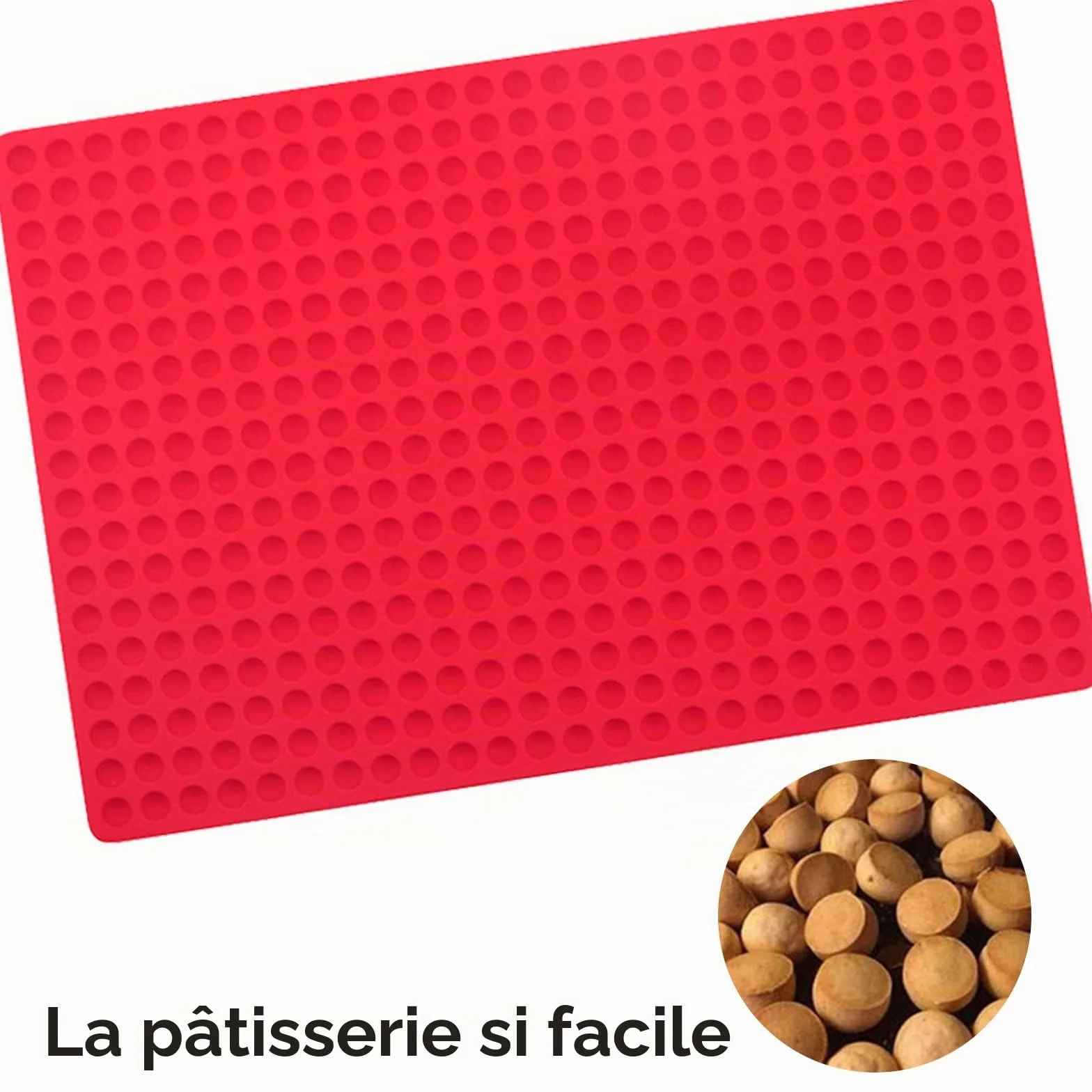 Newaner Tapis de cuisson en silicone Demi-Sphère 1cm résistant à la chaleur sans BPA rouge