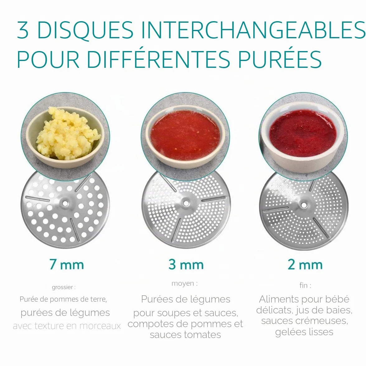 Navaris Presse-Légumes Manuel Moulin à Légumes Ø 19 cm Inox - Passe-vite avec 3 Grilles