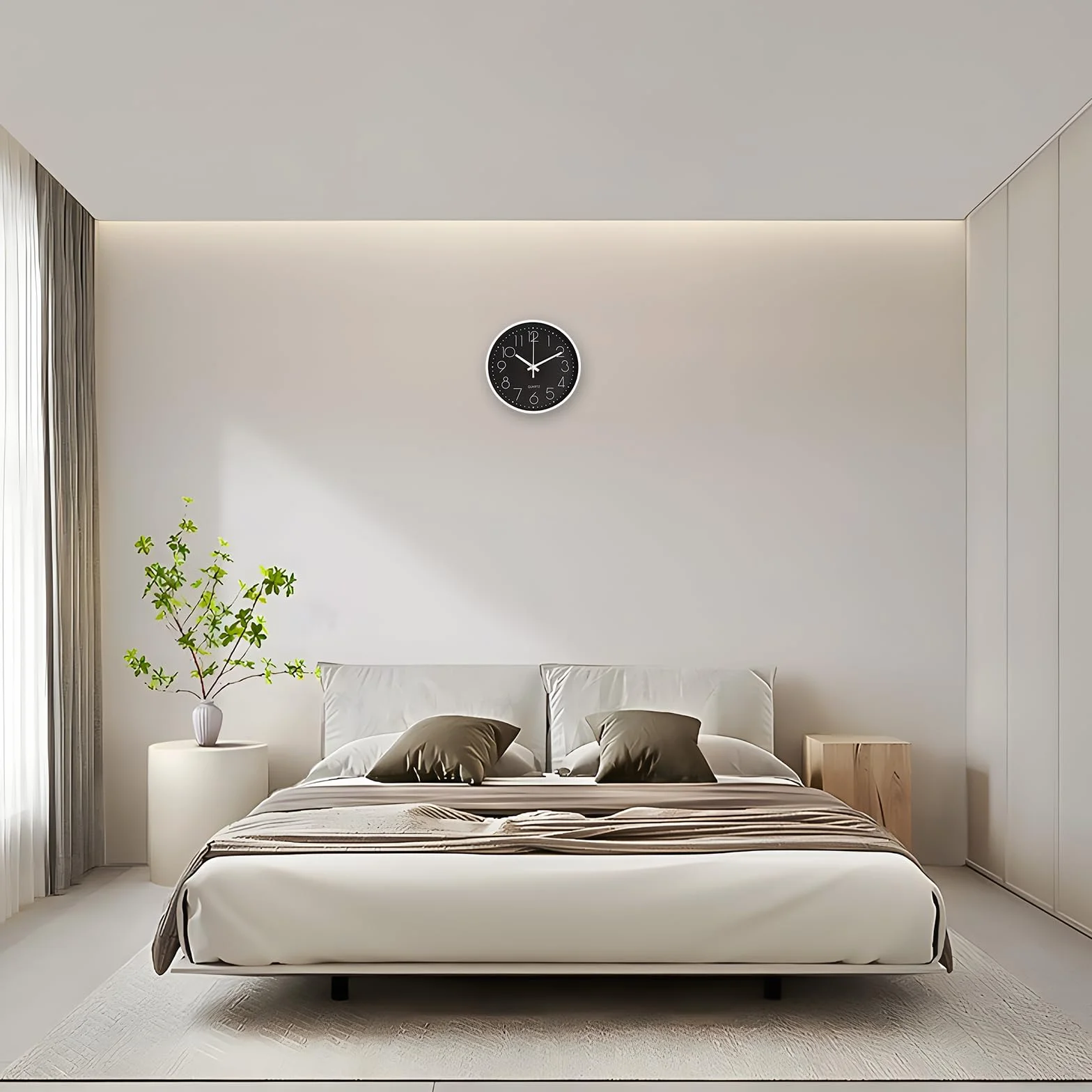 CIMOYBAI 20cm Horloge Murale Silencieuse Ronde, Moderne, Facile à Lire, Noir