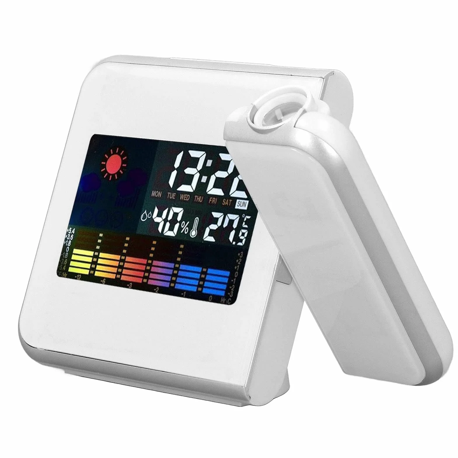 Thermomètre Intérieur Extérieur sans Fil Réveil à Projection Capteur Extérieur Moniteur Humidité Température Prévisions Météorologiques
