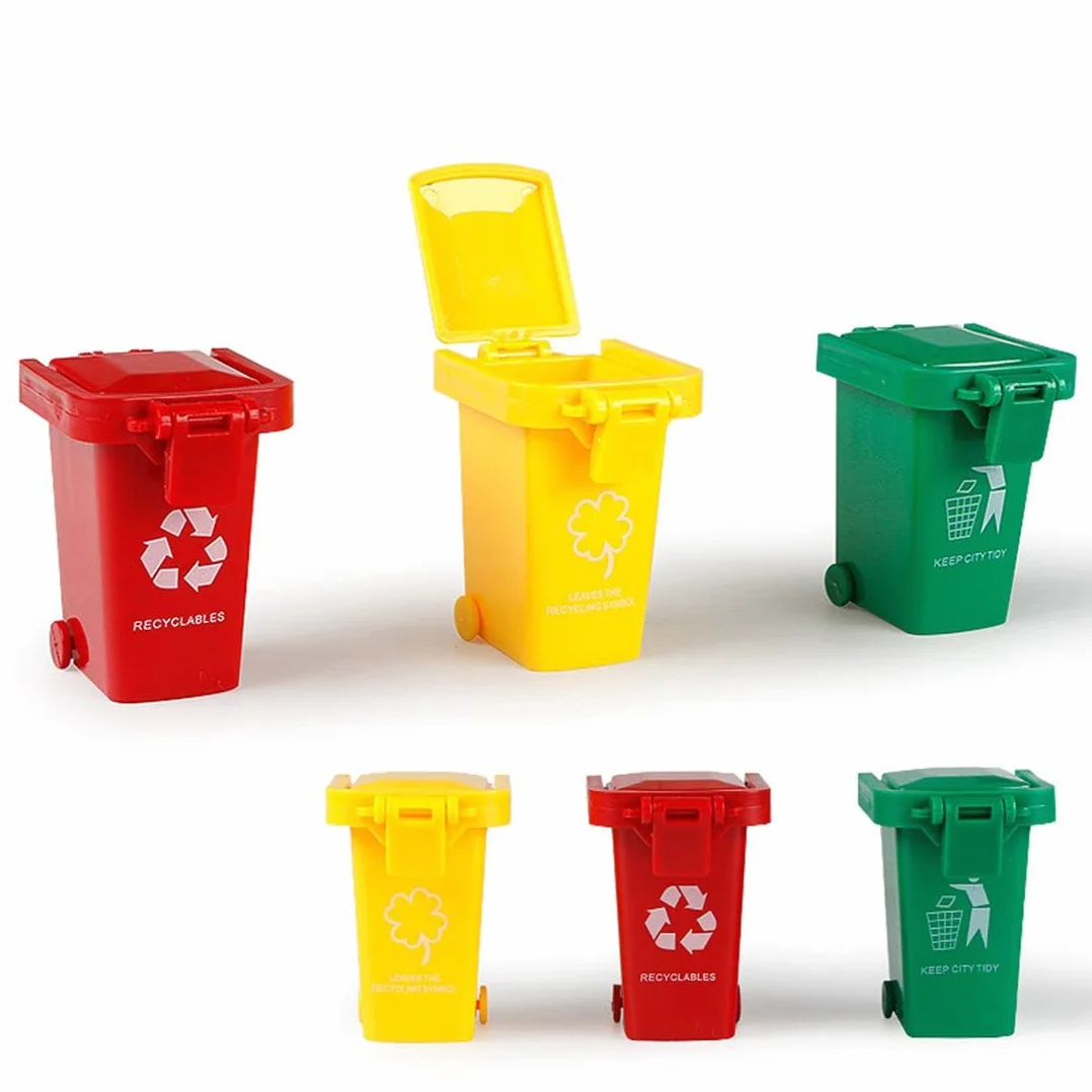 Mini Poubelle Colorée avec 2 Roues Jouet pour Enfants