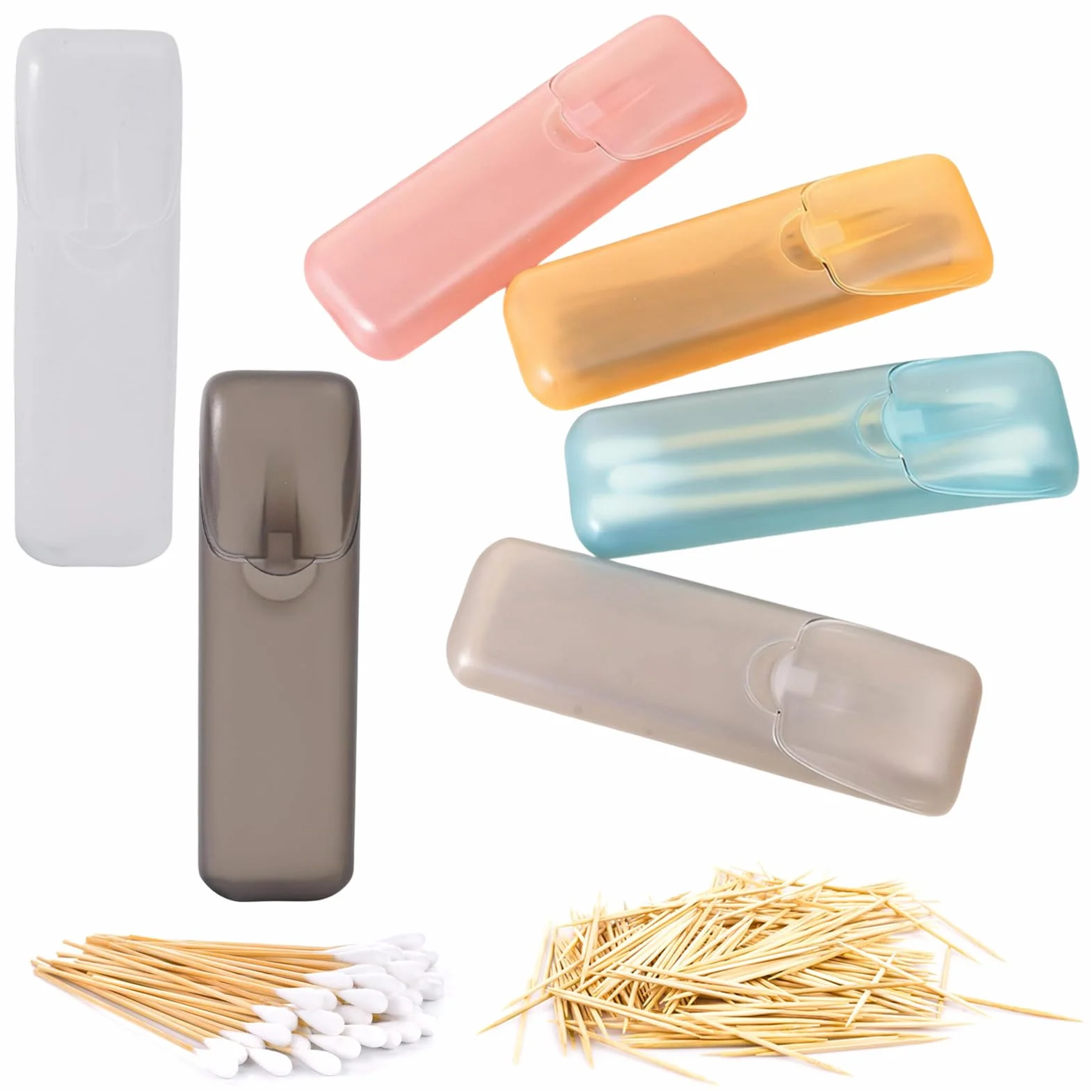 MANJIAMEI 6 Pièces Mini Porte-Cure-Dents Translucide Portable Format de Poche Distributeur à Fil Dentaire Multifonction