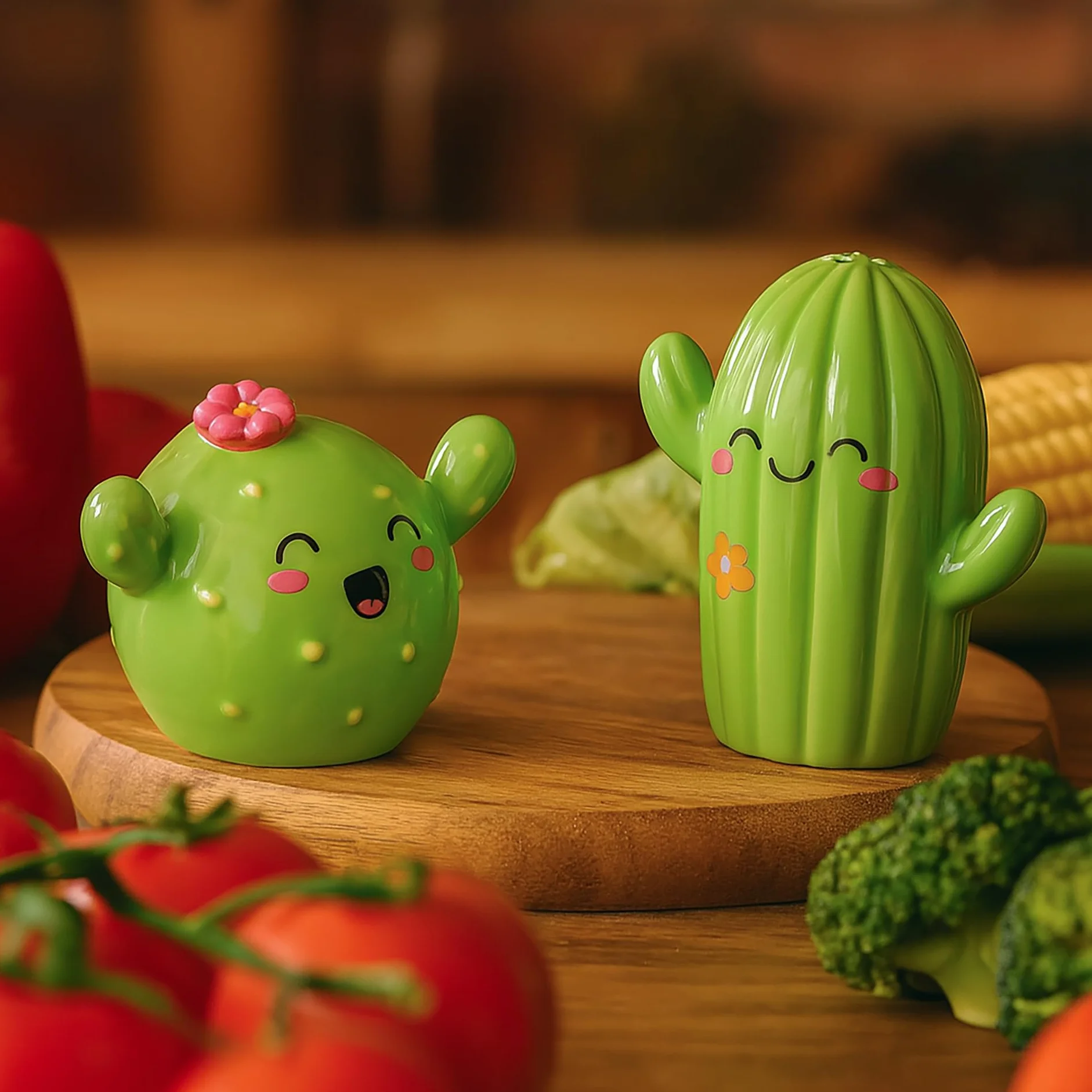 Legami Set Sel Et Poivre En Céramique Cactus Décorés À La Main
