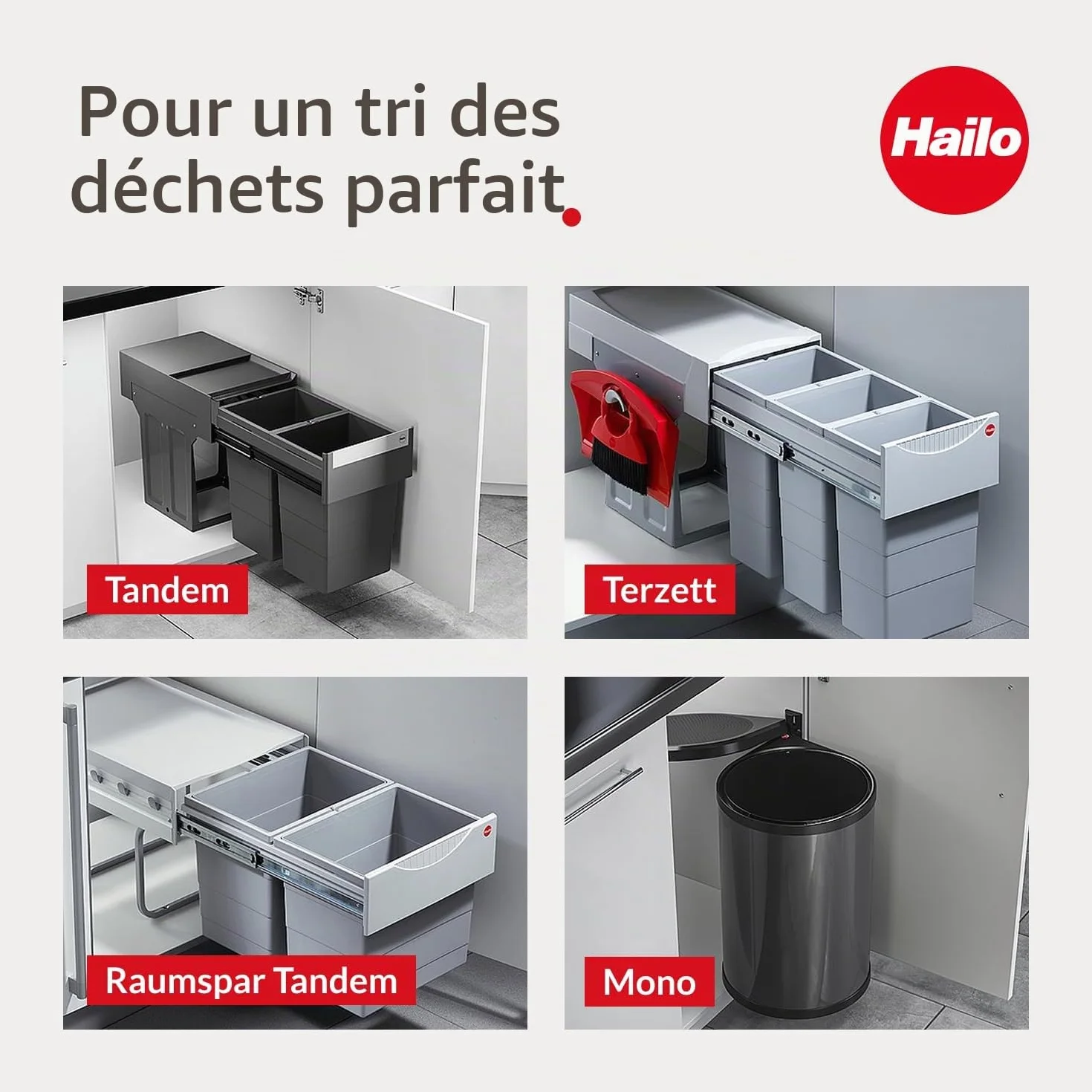 Hailo Collecteur de déchets Solo manuel 20 l 300 mm large anthracite
