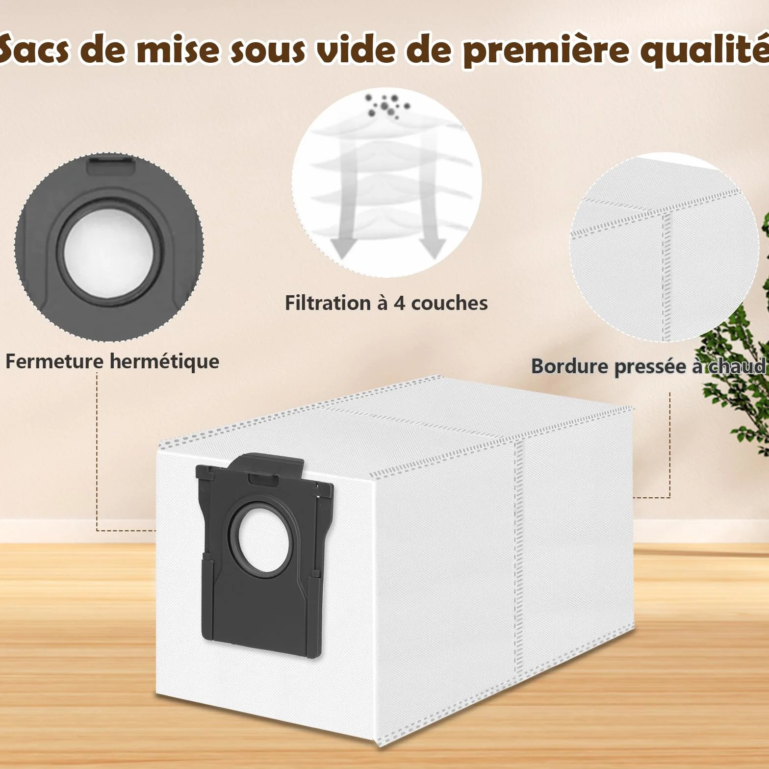 Dreame L10s L40s Pro Ultra L20 X40 X50 Sacs à Poussière 3,2L Lot de 12