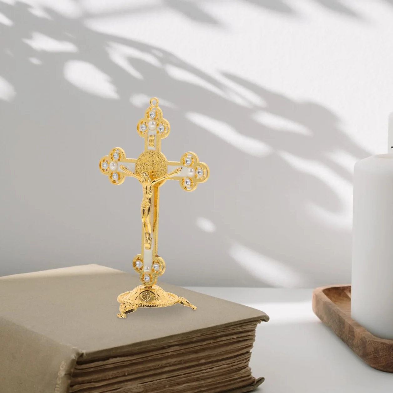 Statue De Jésus En Croix Dorée Décoration Religieuse Murale Pour Salon