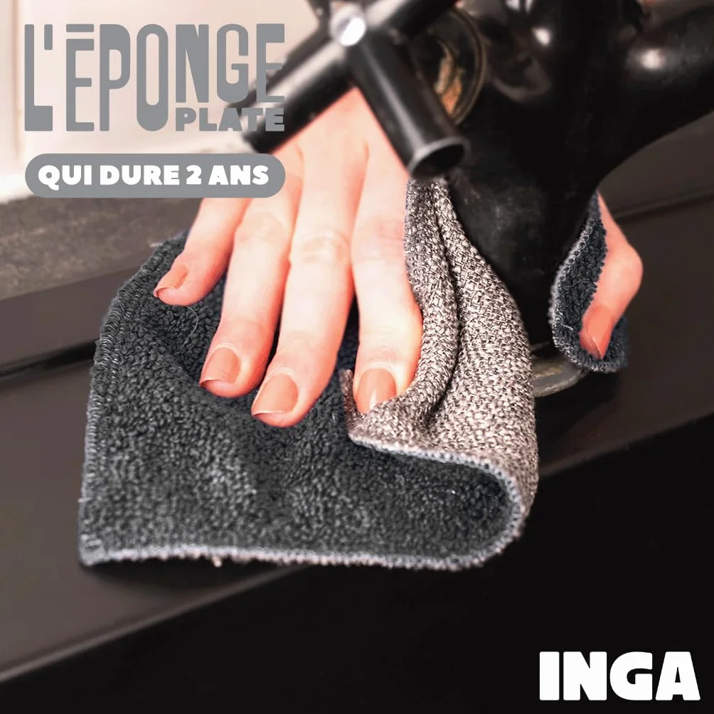 Eponges Plates Réutilisables Lavables INGA - Face Grattante et Absorbante