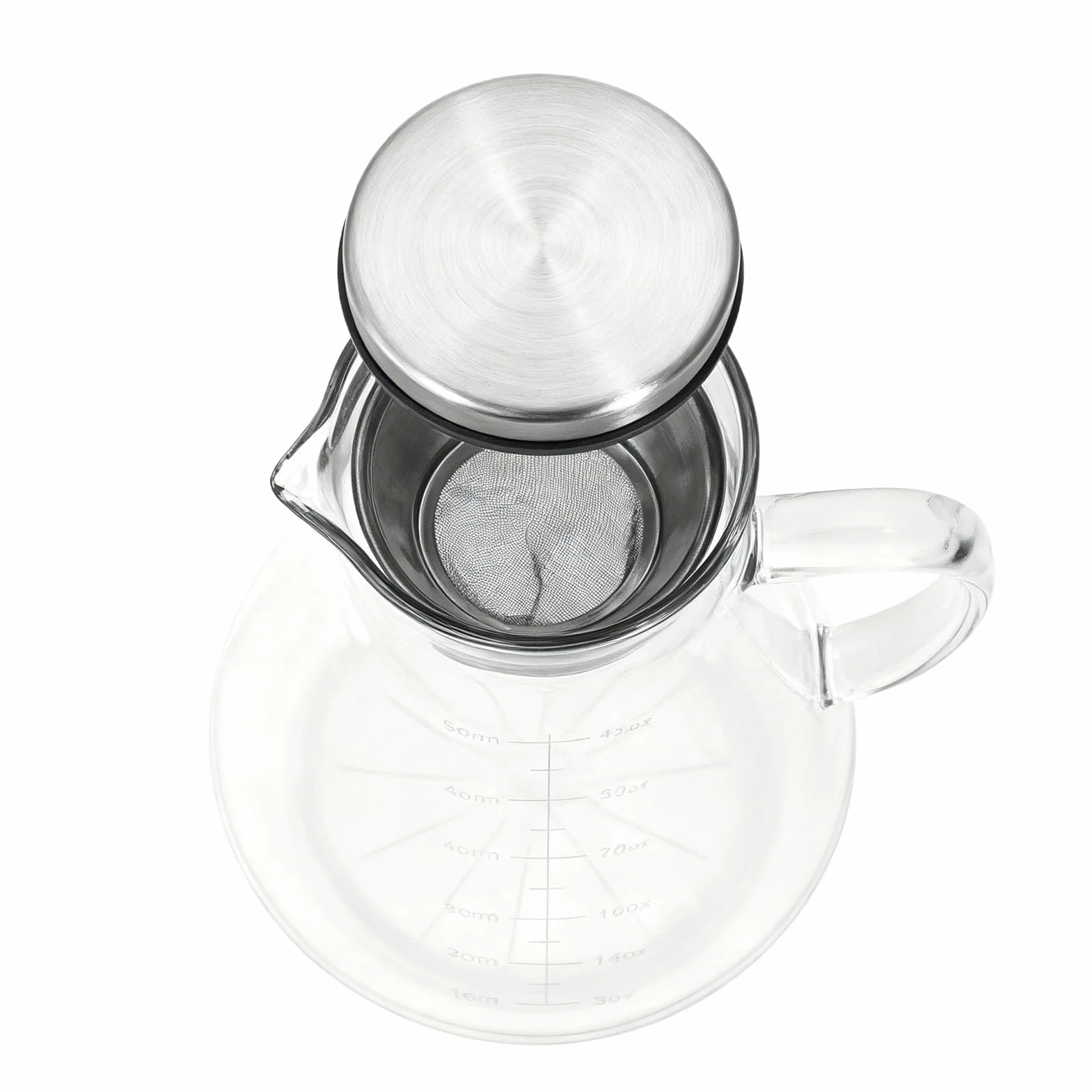 Cafetière à Infusion à Froid en Acier Inoxydable Pichet Verre Borosilicate 1600ML