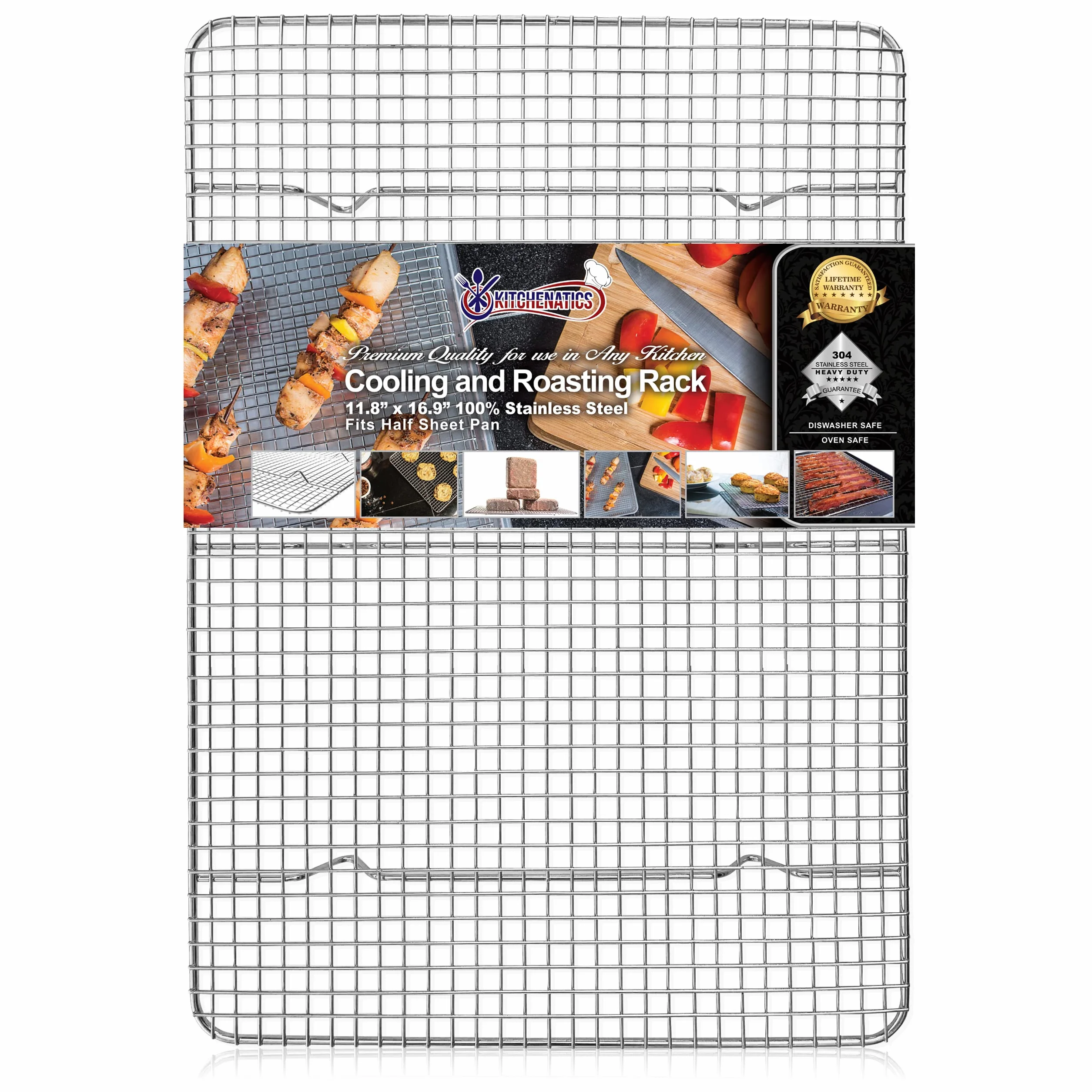 KITCHENATICS Grille en Acier Inoxydable Volette de Refroidissement Cuisson 29,97 x 42,93 cm