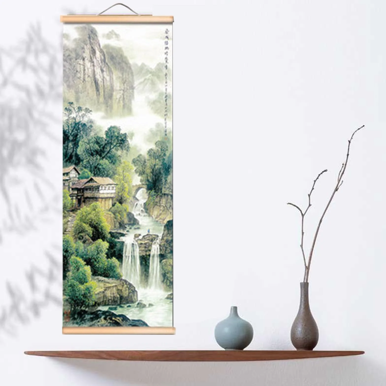 Peinture Chinoise Murale Paysage Cascade 25 x 80cm