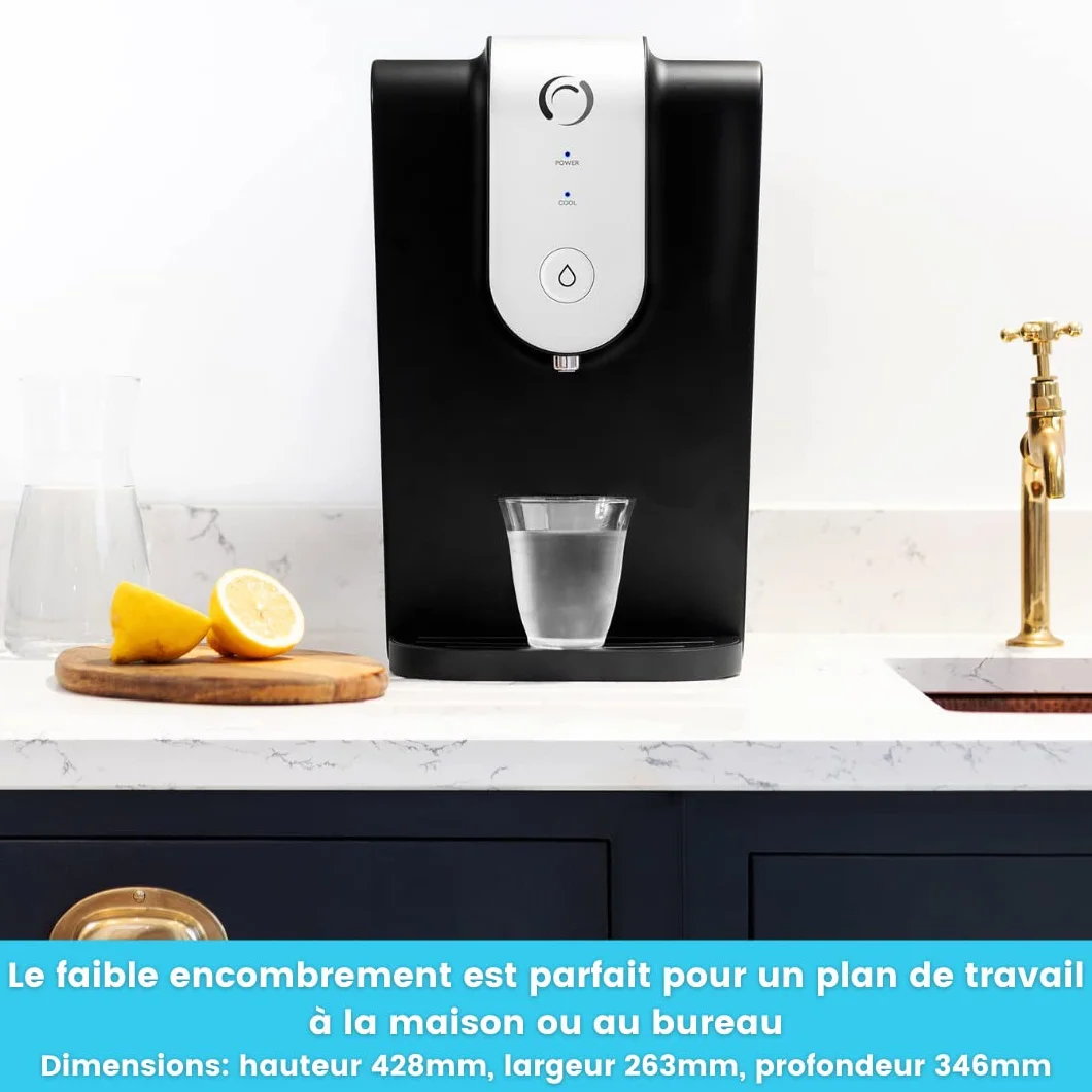 Aqua Optima Lumi Refroidisseur d'eau Filtré Distributeur d'eau de Comptoir 8,2 litres Noir Plastique
