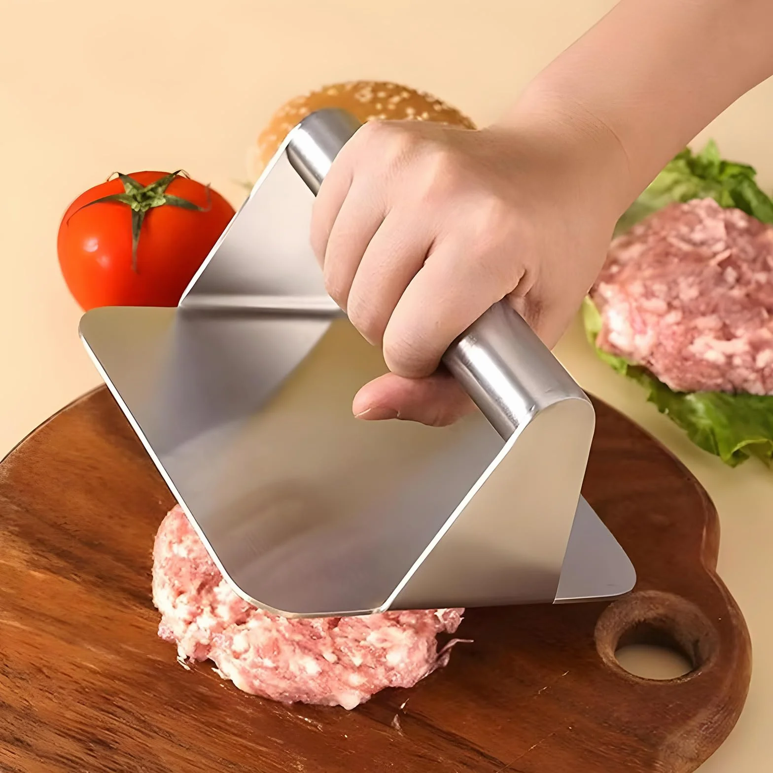 Smash Presse à hamburger en acier inoxydable pour plancha teppanyaki