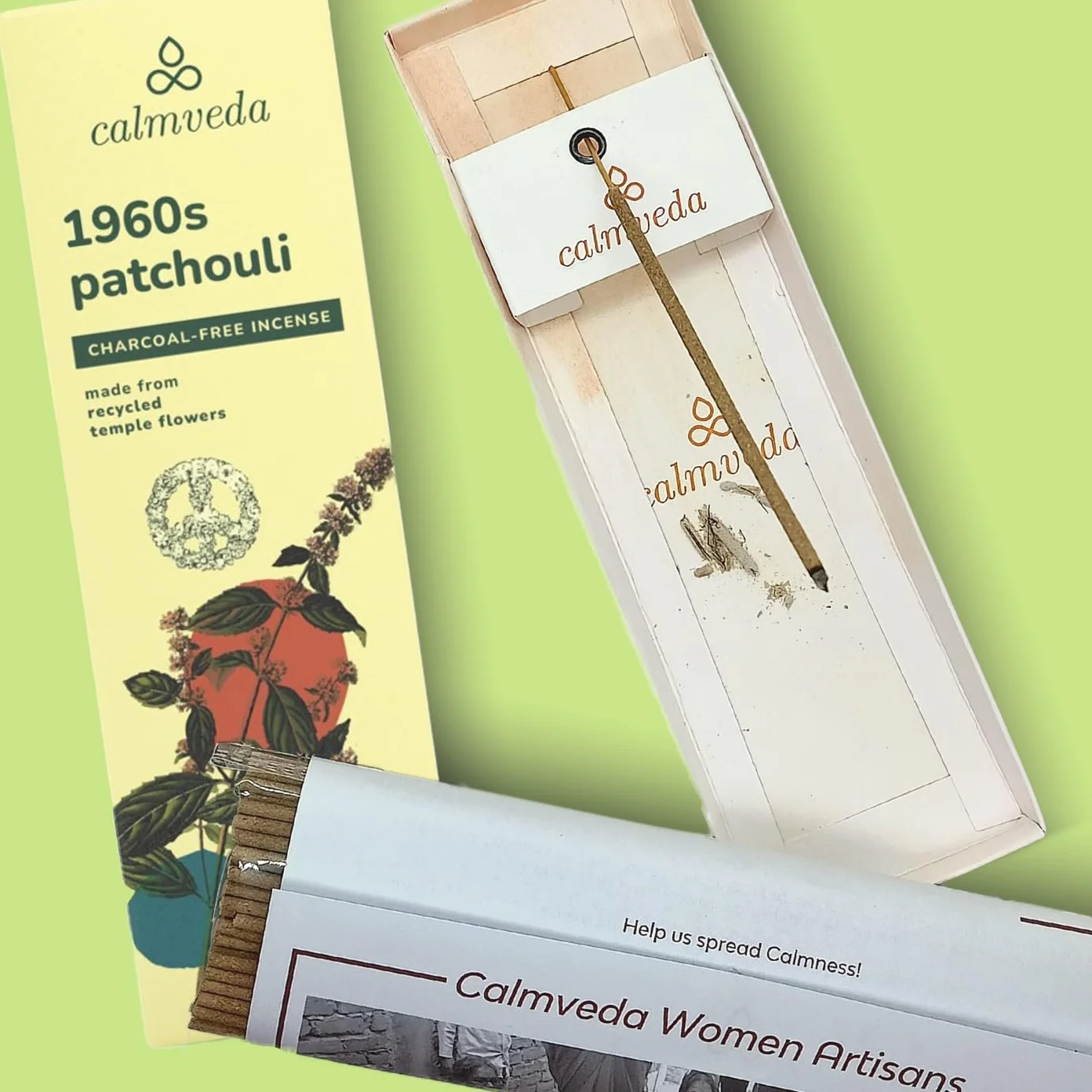 Bâtons d'encens Patchouli 1960, sans charbon, fleurs recyclées, non toxiques