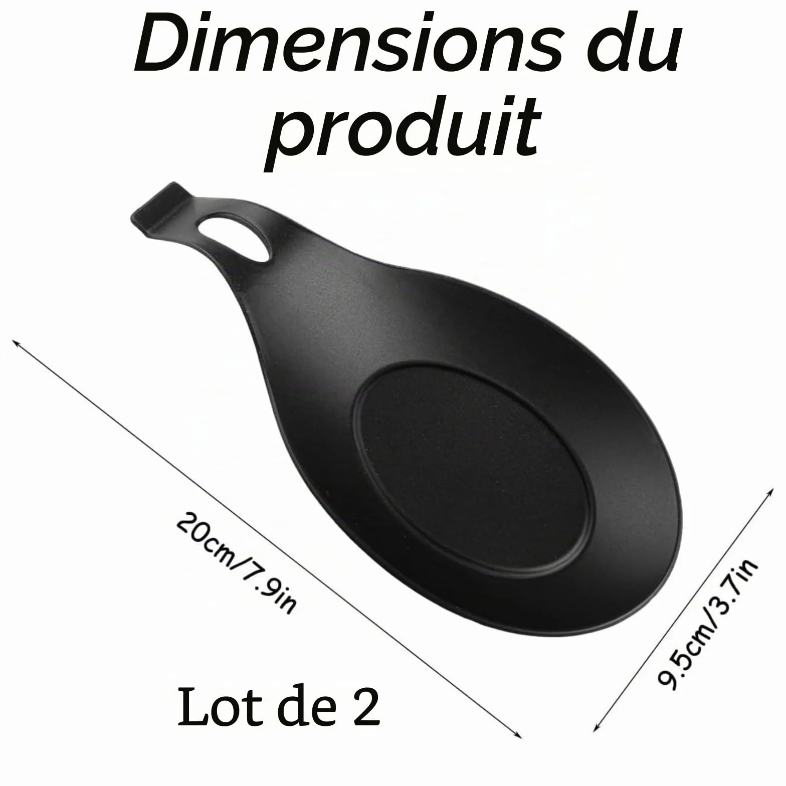 Repose Cuillère en Silicone, Porte Cuillère de Cuisine, Résistant à la Chaleur, pour Louches et Ustensiles (Noir)