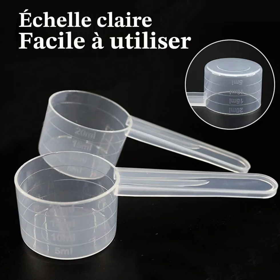Cuillères doseuses transparentes avec graduation 5g 10g - Lot de 4 - Pâtisserie
