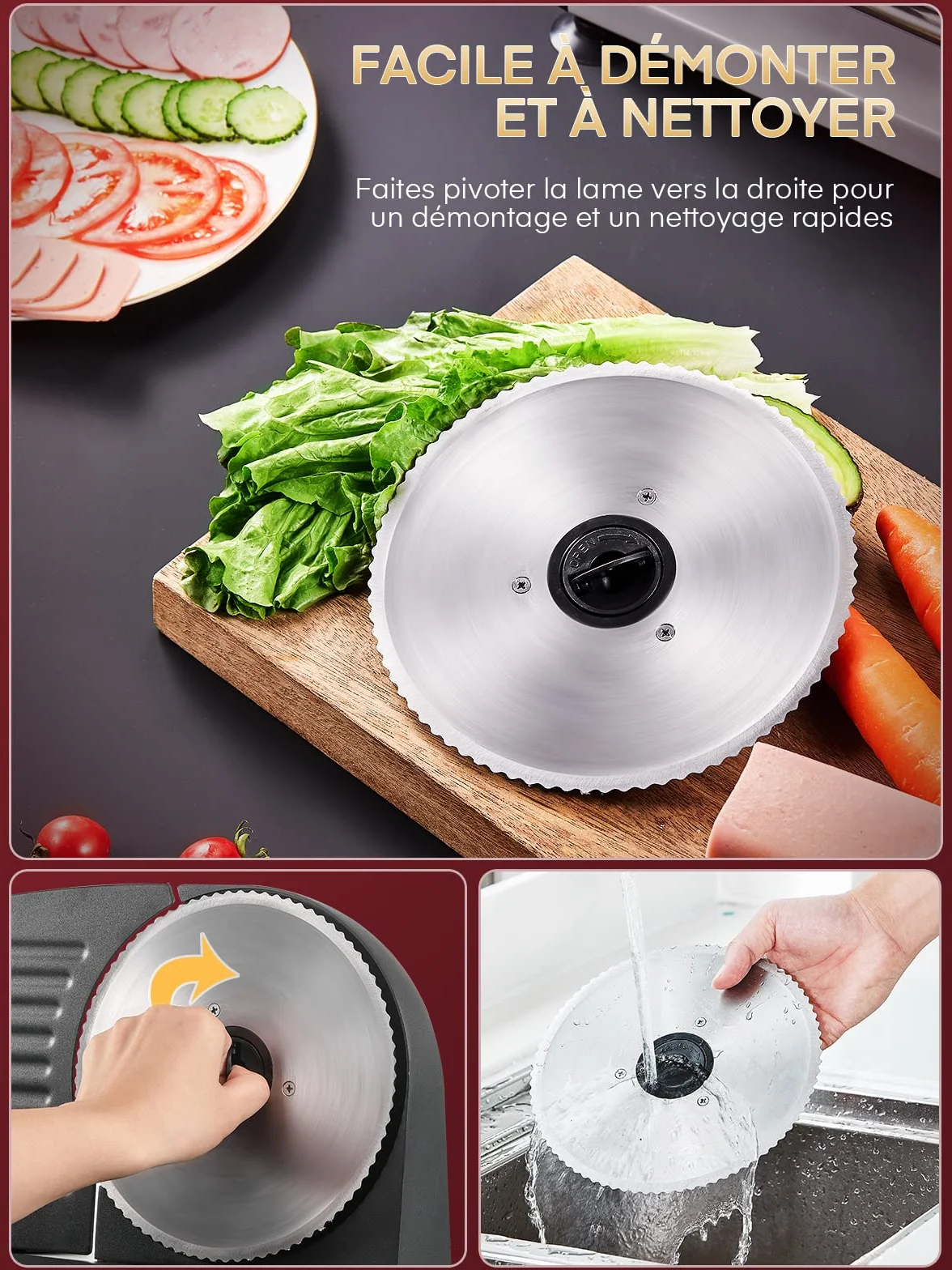 Trancheuse Electrique 200W 2 Lames 19 cm 0-15 mm d'épaisseur pour Jambon Saucisson