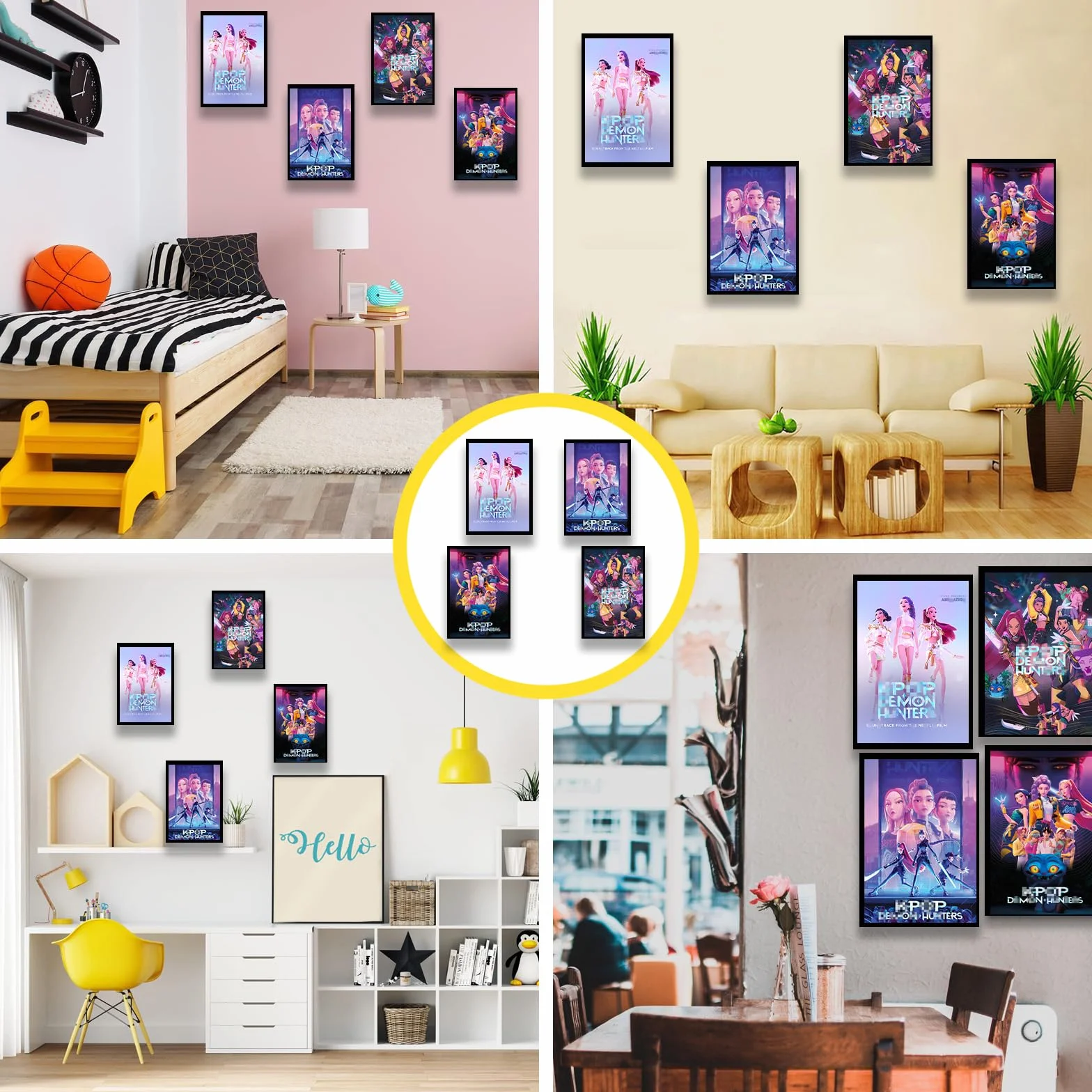 MODEQQ 4 Pièces Affiche Decoration Murale Huntrs Photo Toile Poster Tableaux 21X30 cm
