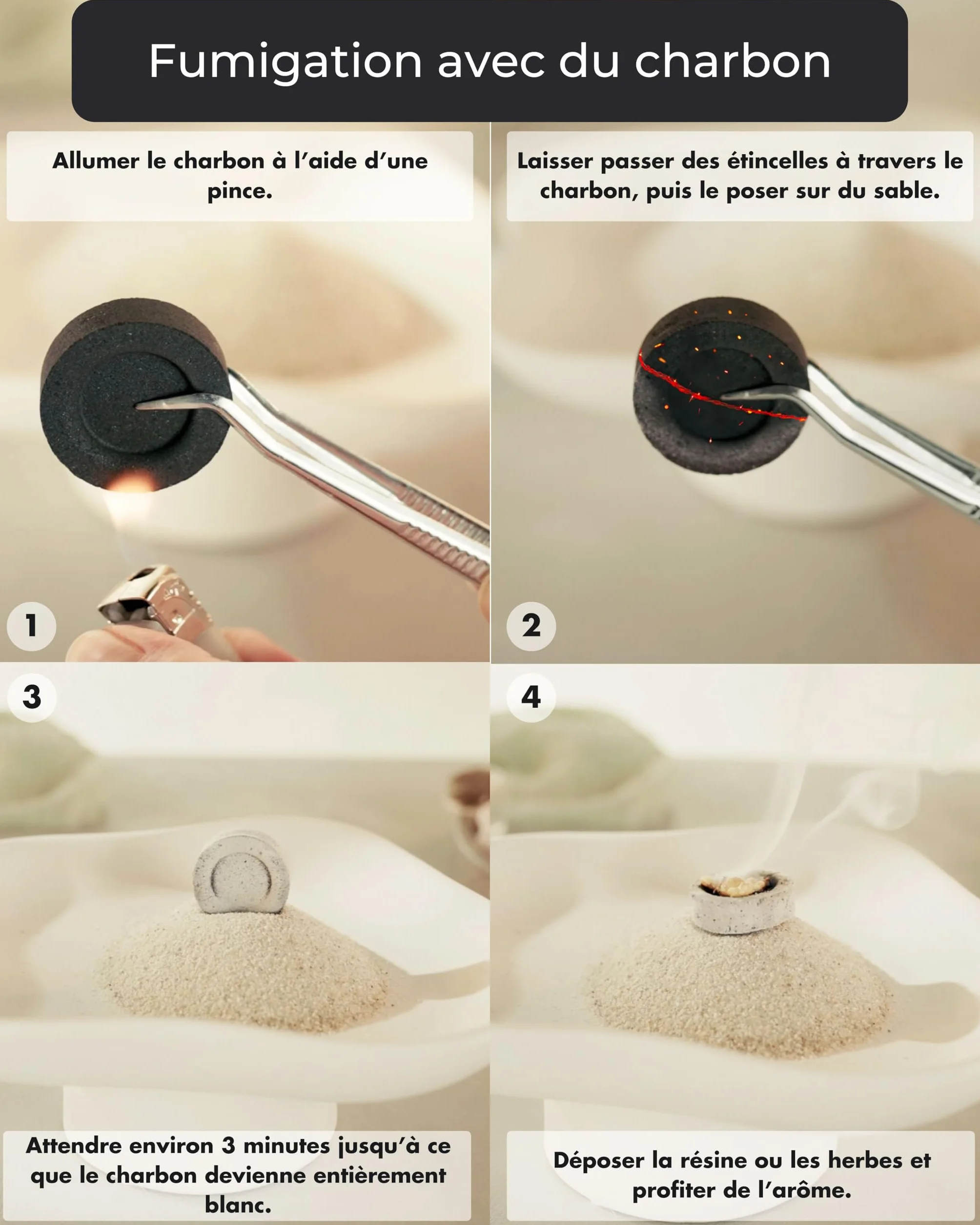 Charbon Bois qualité supérieure Lot de 10 comprimés - Accessoires Fumage pour encens et résine