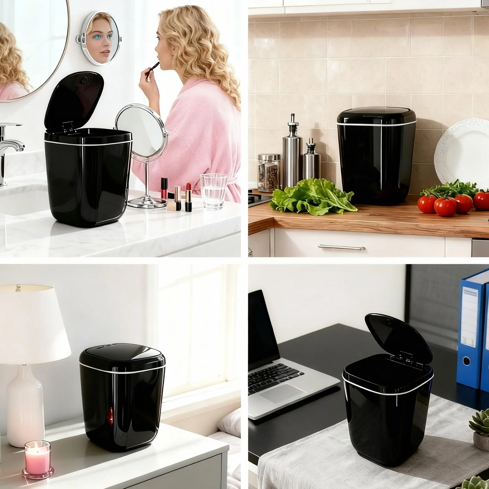 Poubelle de Table 2.4L avec Couvercle pour Bureau Salle de Bain