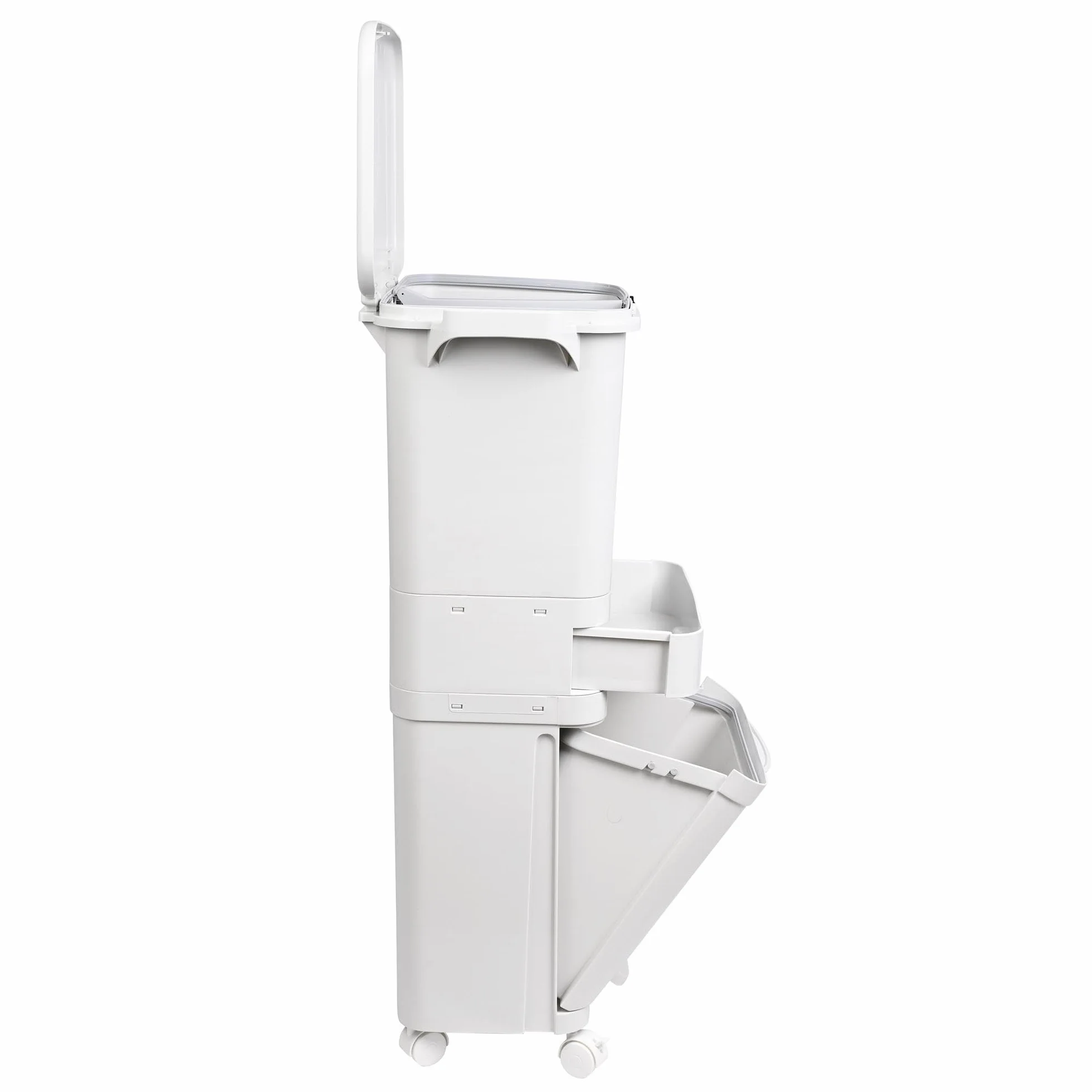 Poubelle de recyclage à tri sélectif 42 L triple compartiment avec pédale roulettes poignée