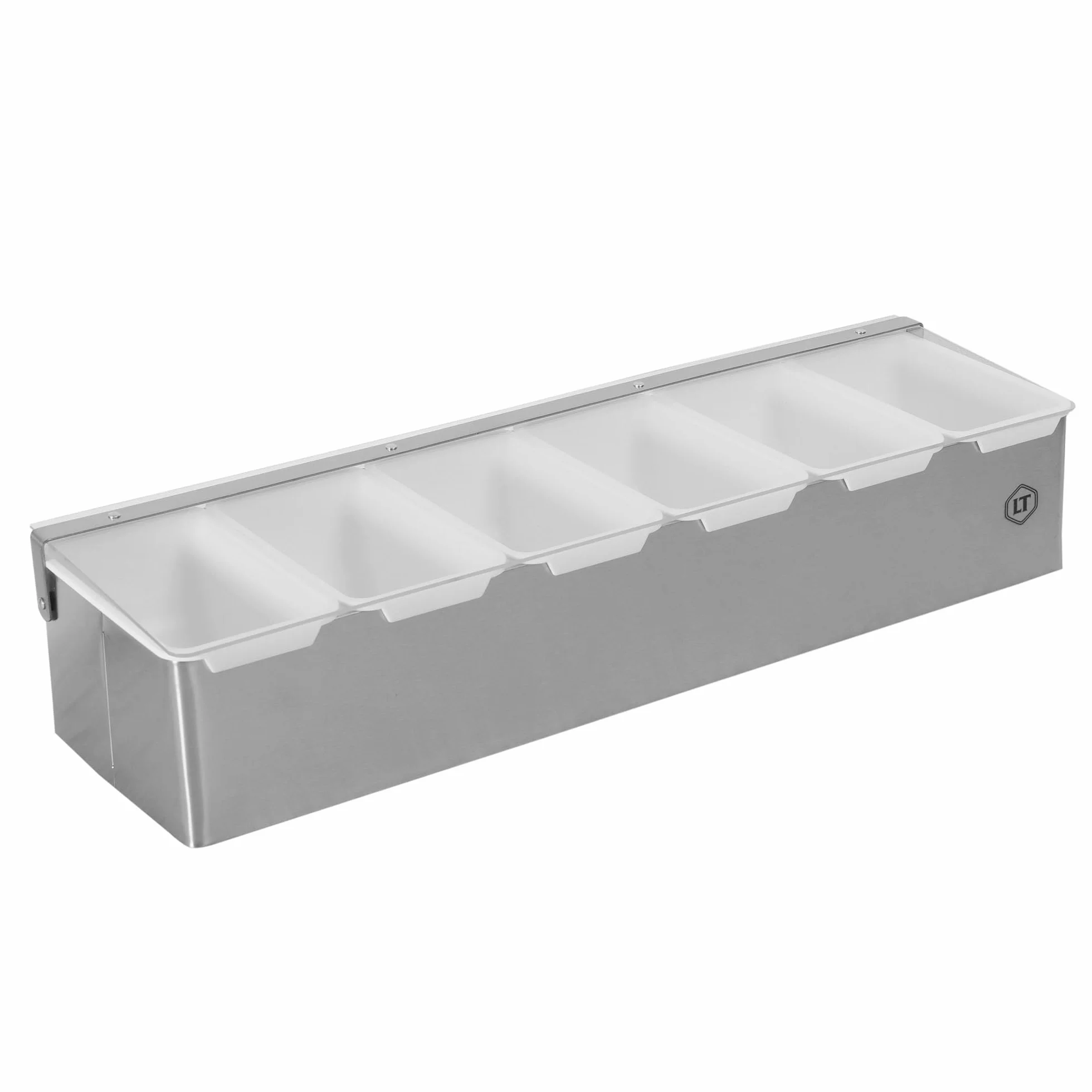 LOUIS TELLIER Boîte à épices 6 compartiments INOX Présentoir Distributeur pratique pour épices ingrédients garnitures Qualité professionnelle