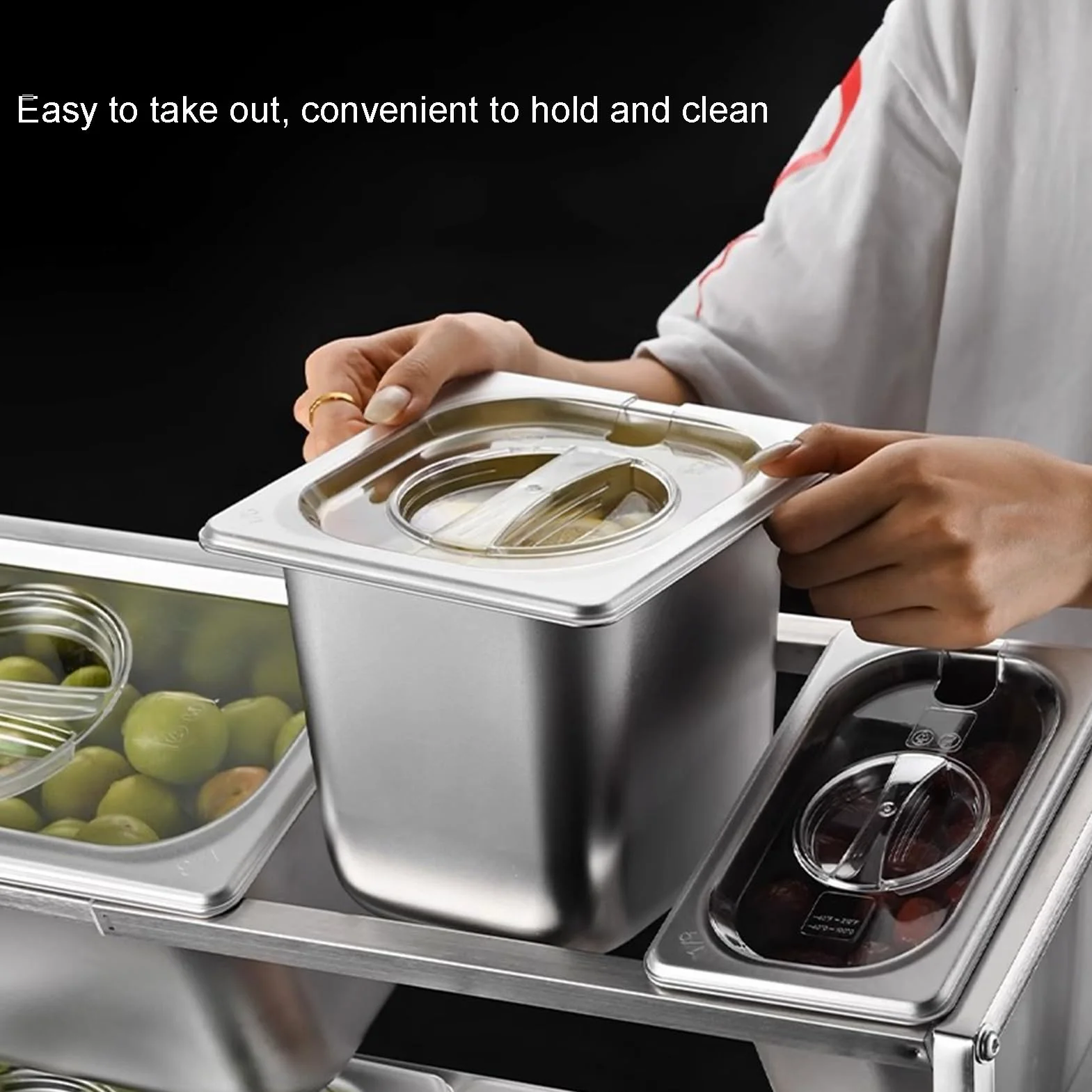 Ensemble d'étagères à épices extensibles en acier inoxydable pour cuisine et buffet – Distributeur polyvalent pour assaisonnement, sauces, confitures et fruits (58 x 19 x 63 cm)