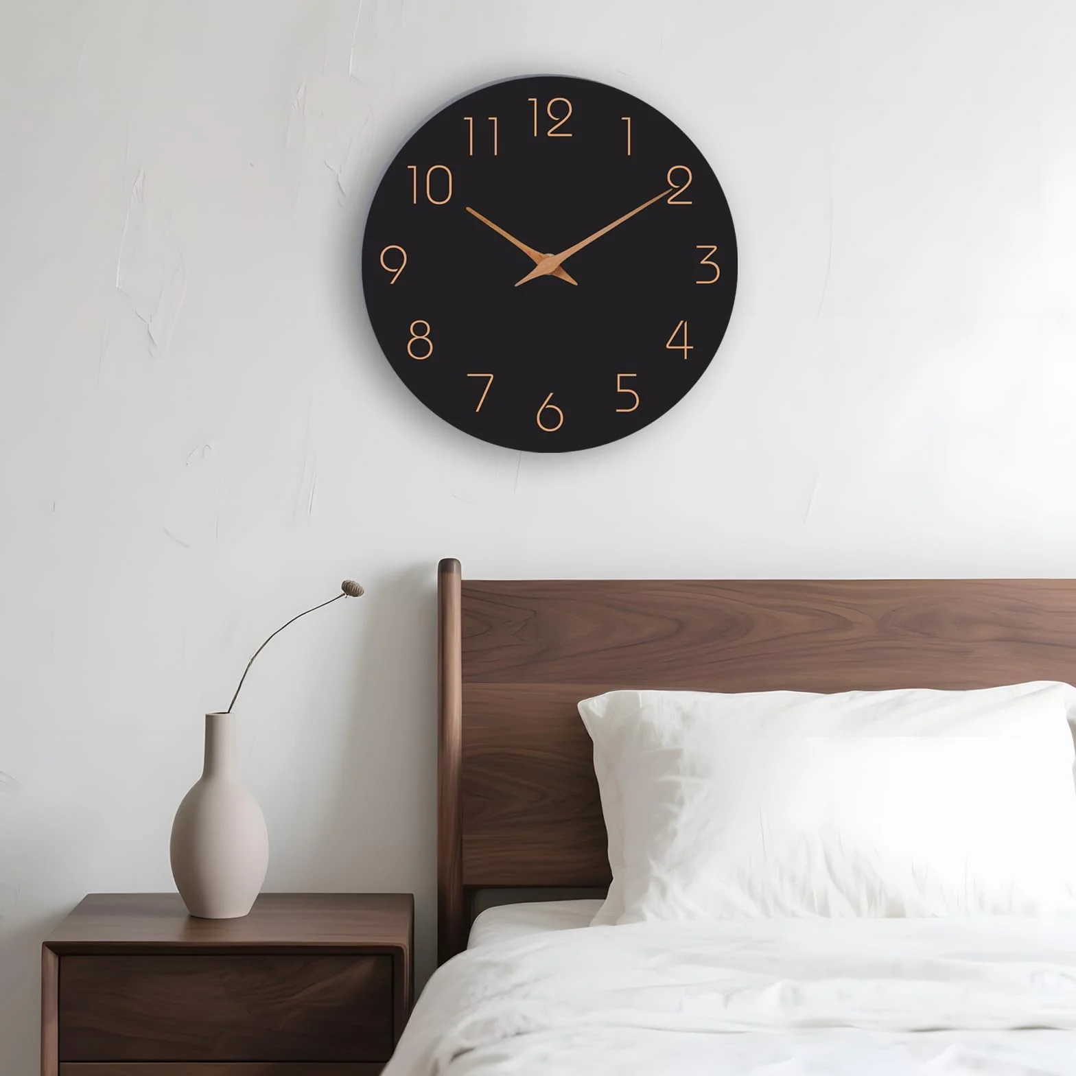 Horloge Murale Silencieuse 20cm Bois Design Moderne Noire