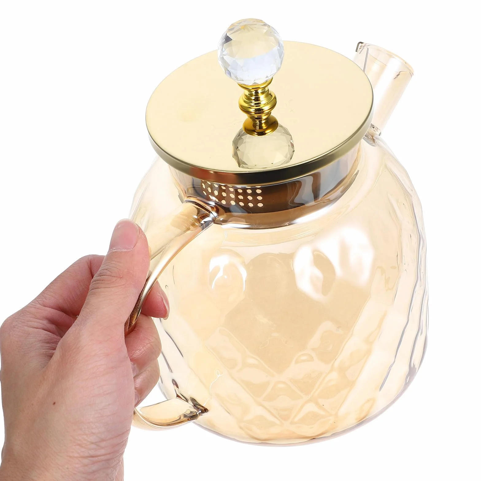 Hemobllo Pichet à Thé Glacé Verre Borosilicate avec Couvercle Grande Capacité pour Jus et Boissons