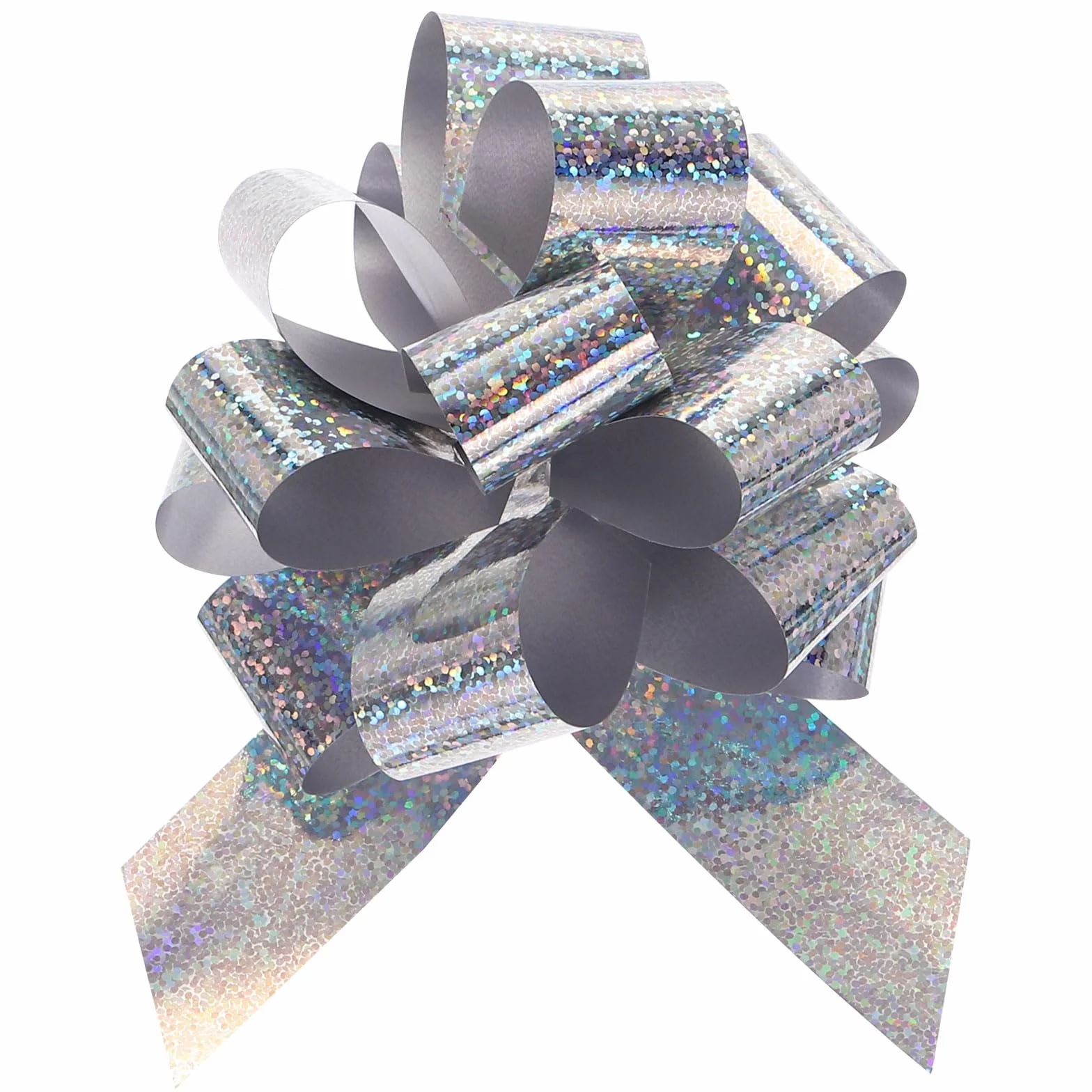 Noeud Cadeau Géant À Paillettes 10 Pcs 10 cm Argenté pour Emballage Cadeau Mariage Noël