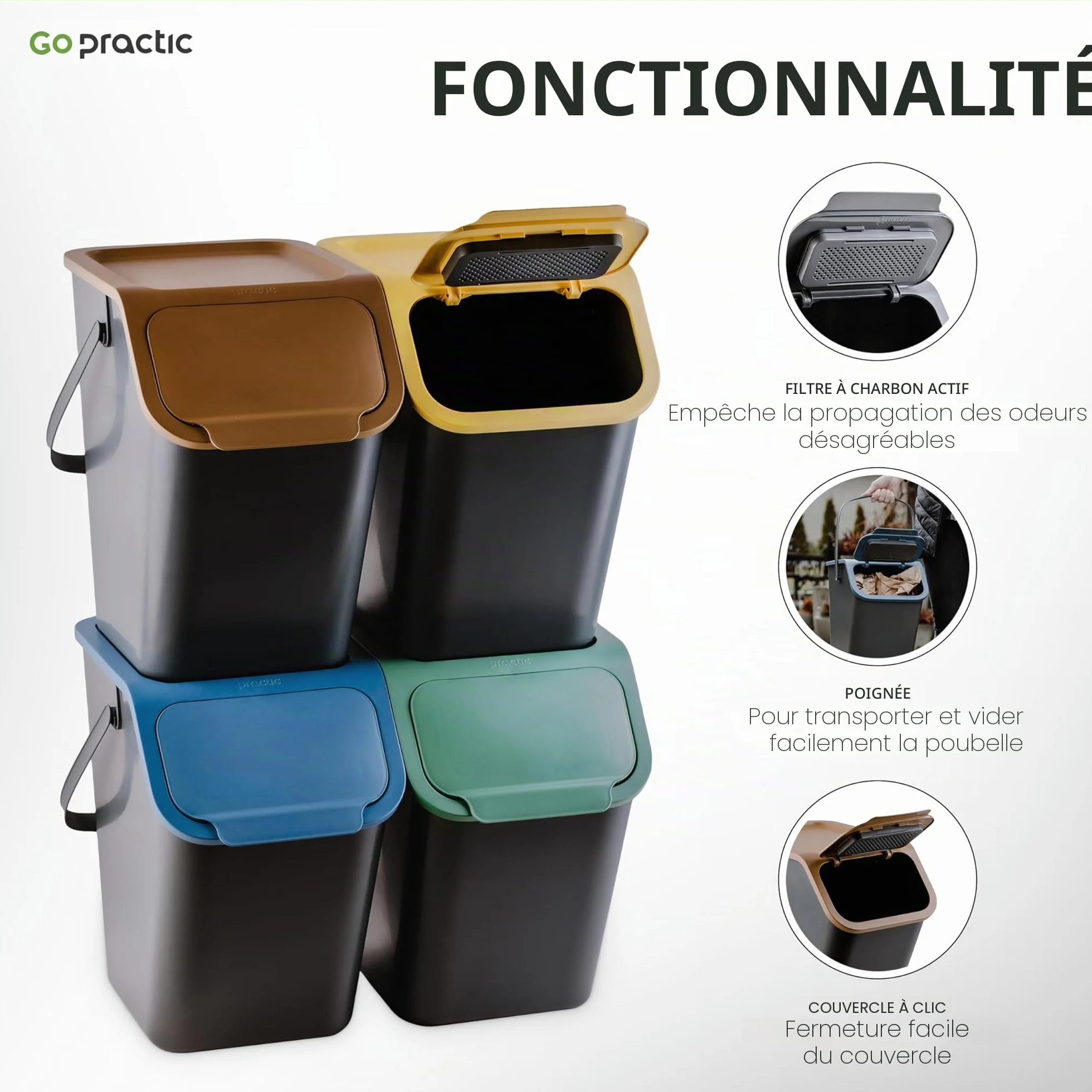 Poubelle Cuisine Tri Selectif 2 Bacs 25 litres