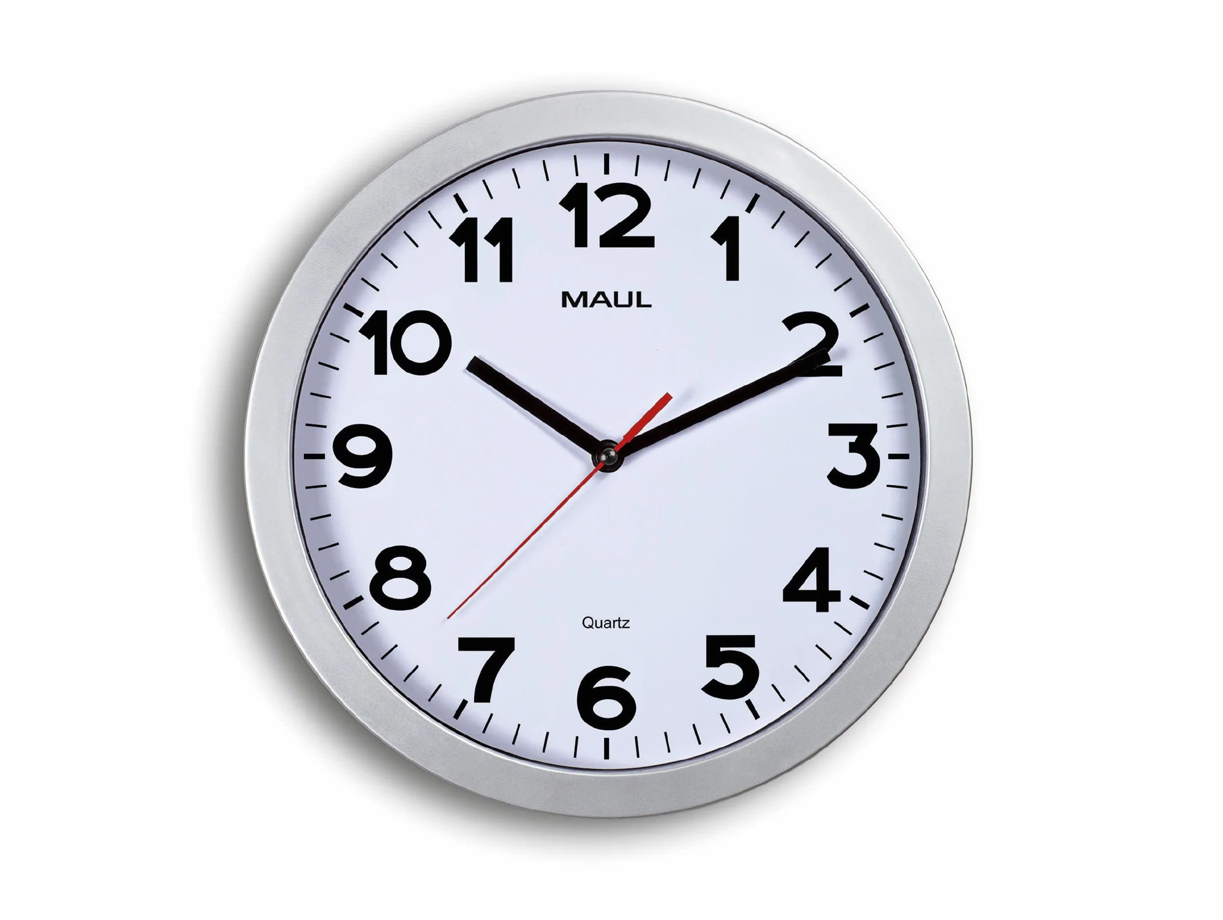 Maul Horloge Murale MAULstep 30 cm, Horloge à Quartz, Argenté