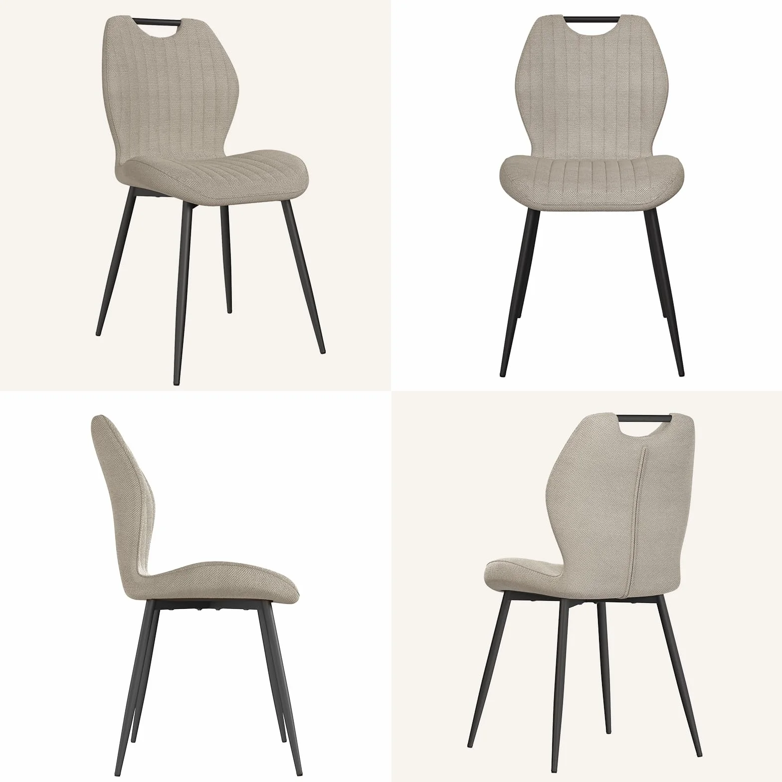 JIJIAN Lot de 6 Chaises de Salle à Manger, Chaise tapissée, Dossier en Tissu, Pieds en Métal, Gris Brun
