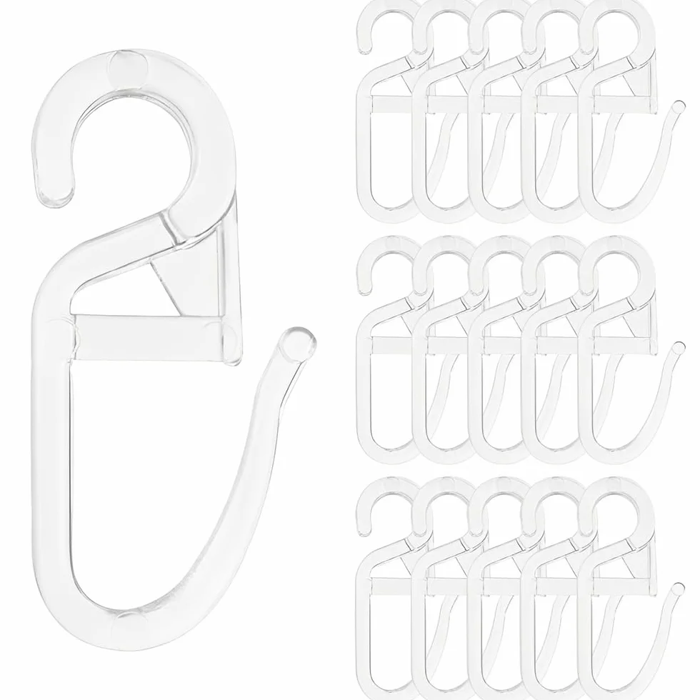 Crochets à Rideaux en Plastique - 100 Pièces Clips de Rideau Roulant Transparent