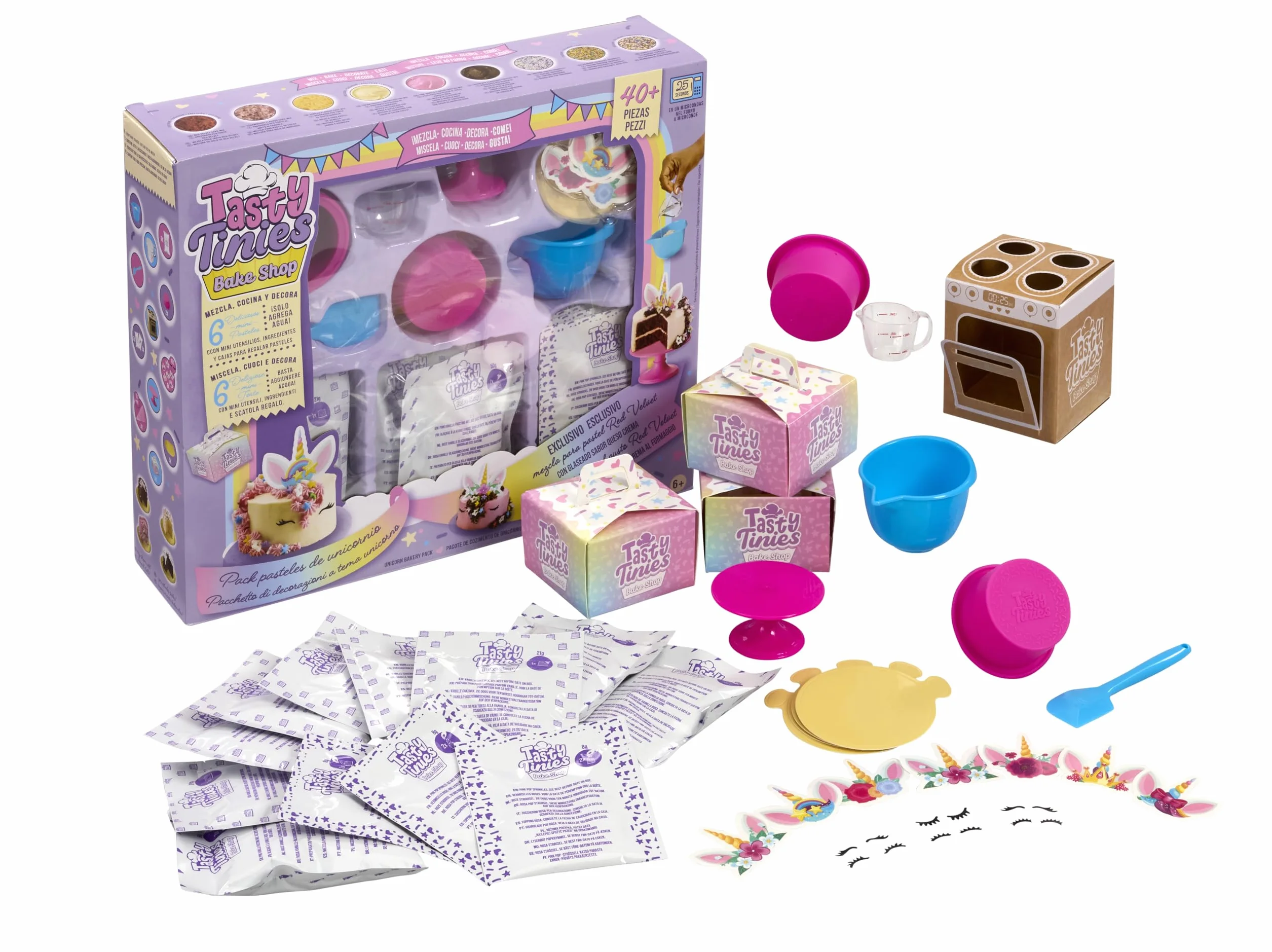 Unicorn Birthday Cake DIY Baking Kit for Kids Ages 6+ - 6 Cake Mixes, Frosting & Sprinkles Microwave Baking Set
