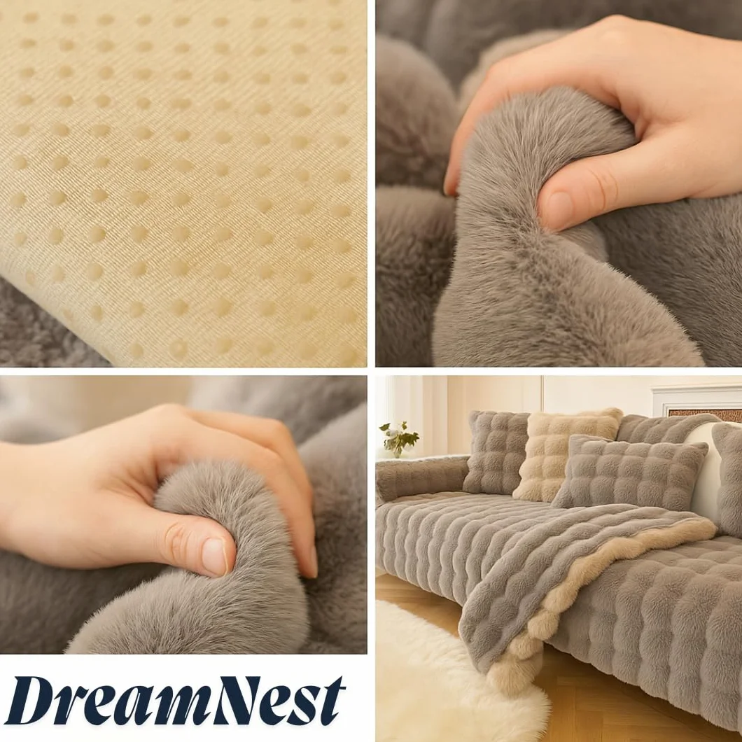 DreamNest Veta Housse de Canapé Fausse Fourrure 70x90cm Polyester Antidérapante