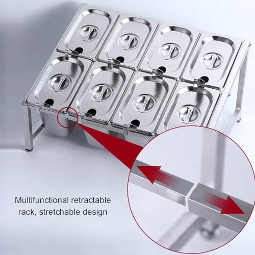 Étagère à épices Extensible, en Acier Inoxydable, pour Plan de Travail, Distributeur Indispensable pour assaisonnements, sauces, confitures - 45,4 x 34,7 x 25,4 cm