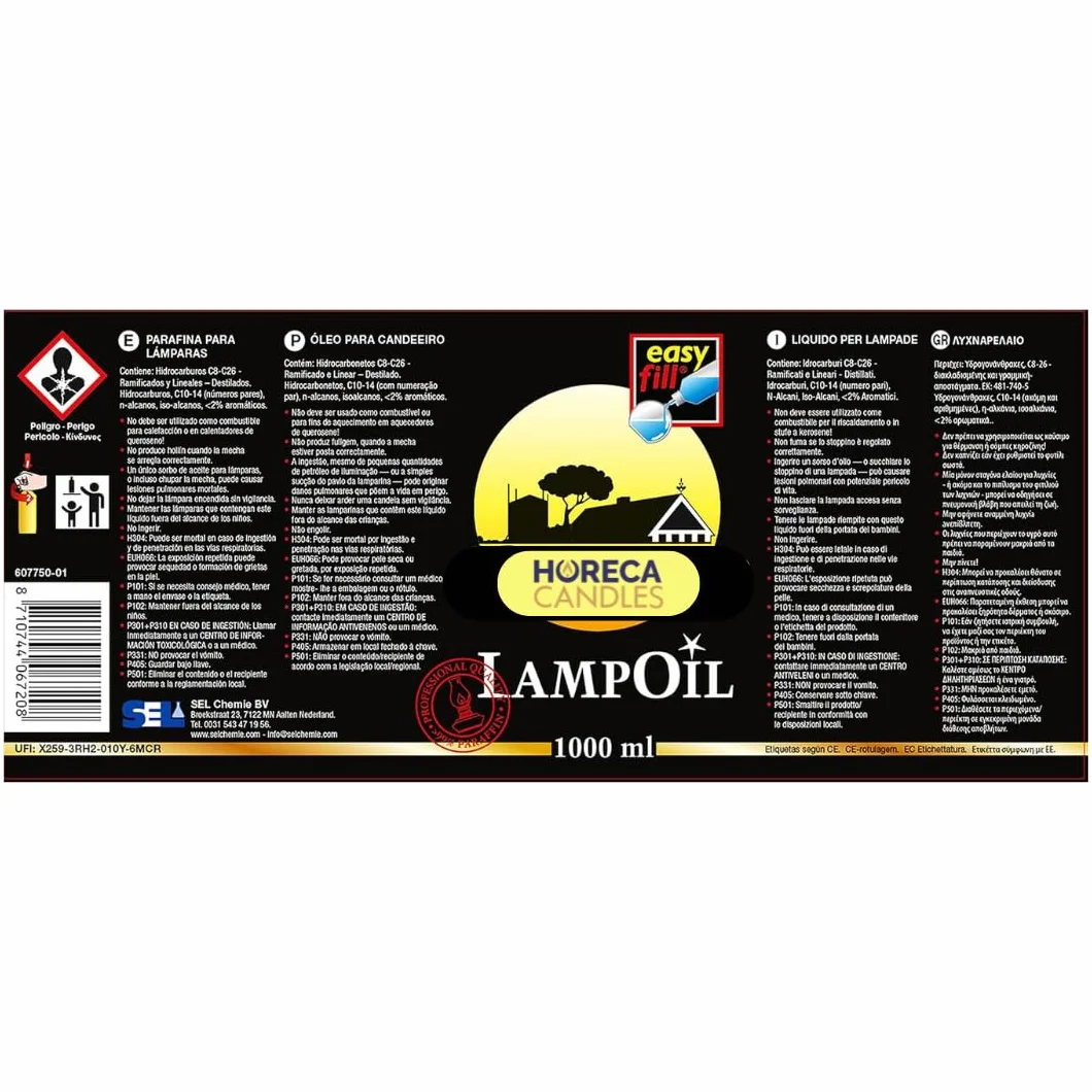 HC Huile pour Lampes et Bougies 2L Cire Liquide Longue Durée Sans Fumée ni Odeur Paraffine Pure