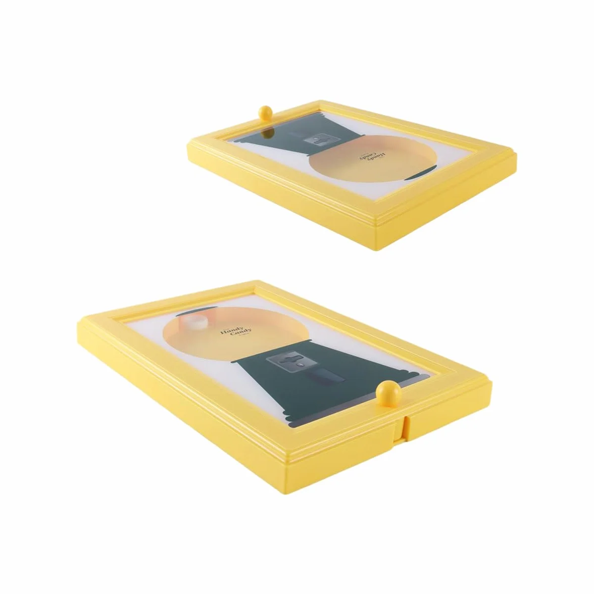 Distributeur de bonbons mural interactif avec cadre photo, pour cuisine ou bureau, jaune
