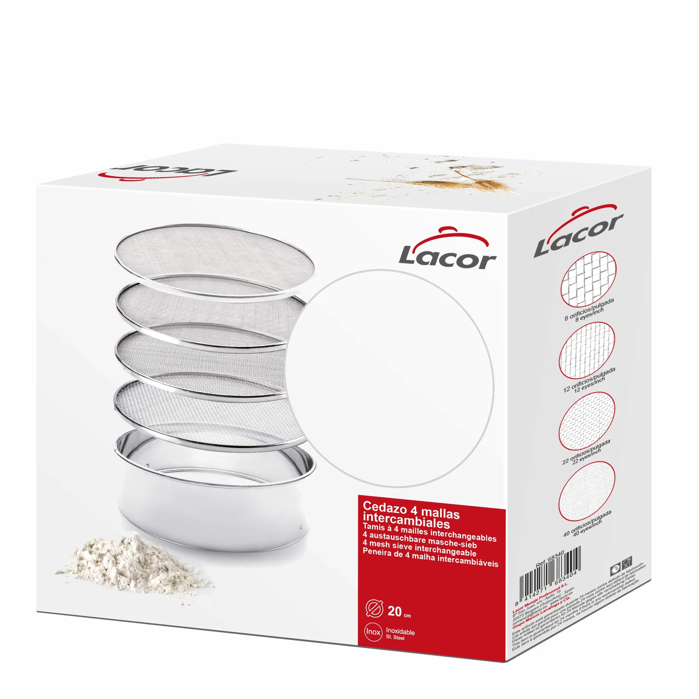 LACOR Tamis À Mailles Interchangeables 20 CM Argent
